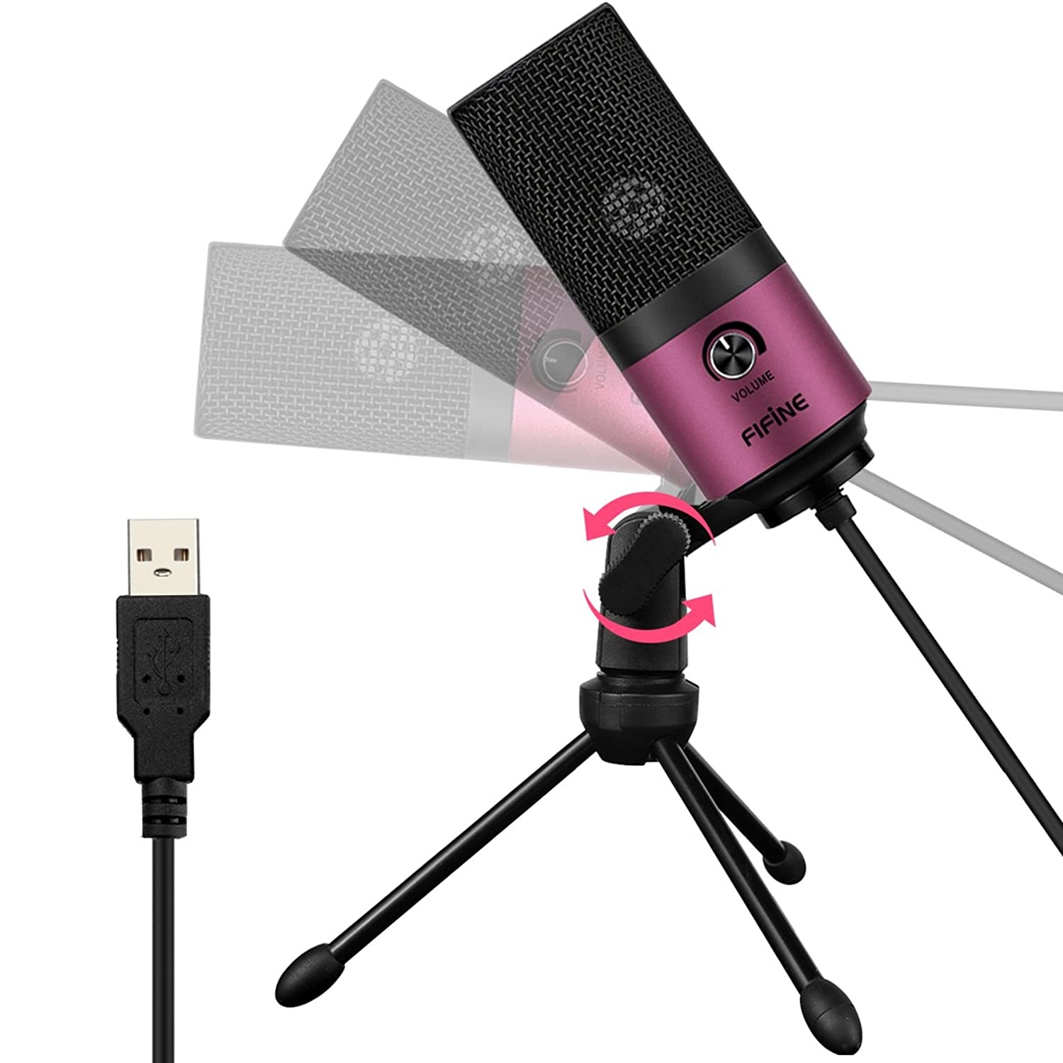 Fifine USB Podcast Condenser Microphone Recording On Laptop, No Need Sound Card Interface and Phantom Power-K669