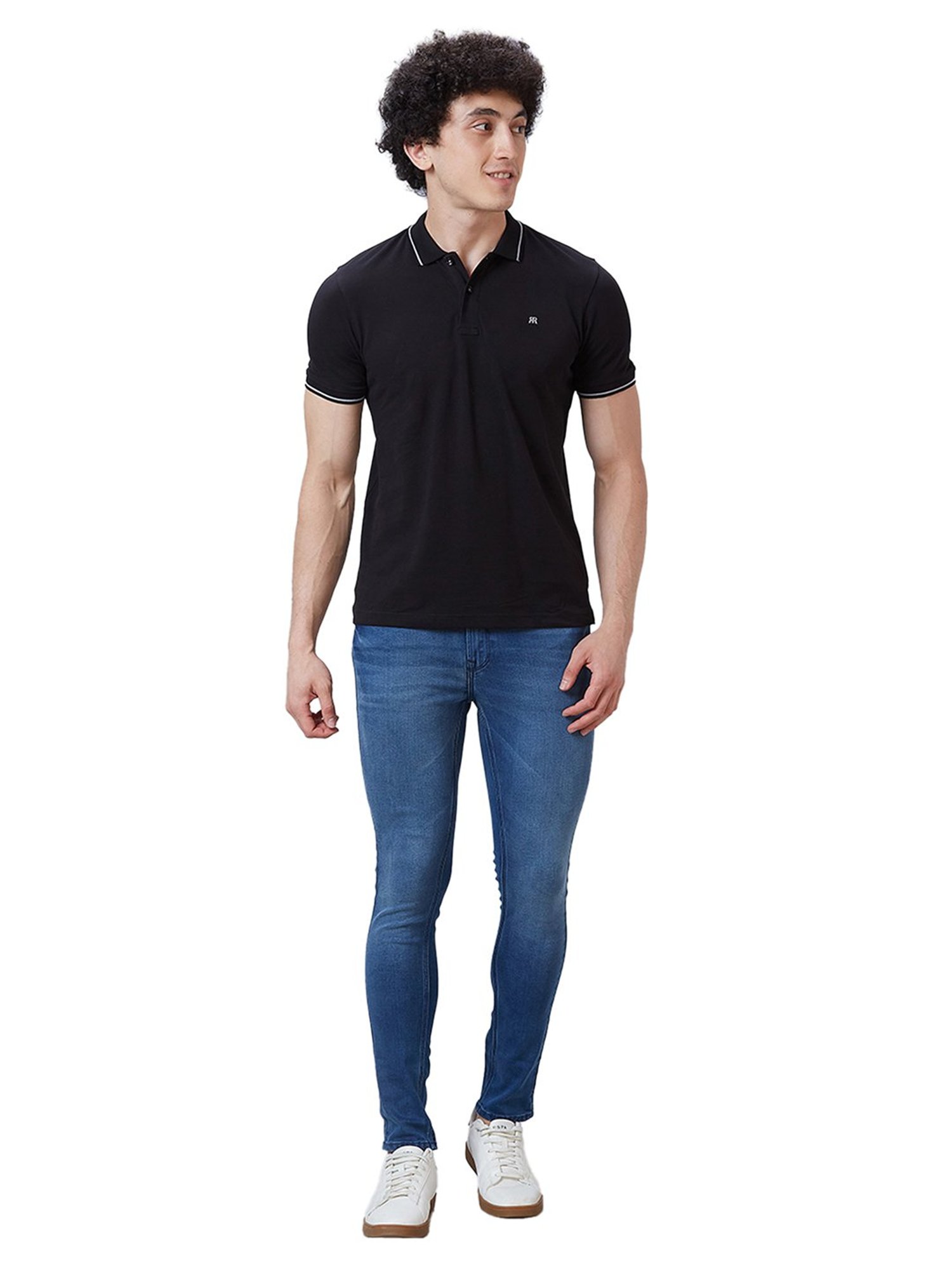 Raymond Black Contemporary Fit Polo T-Shirt
