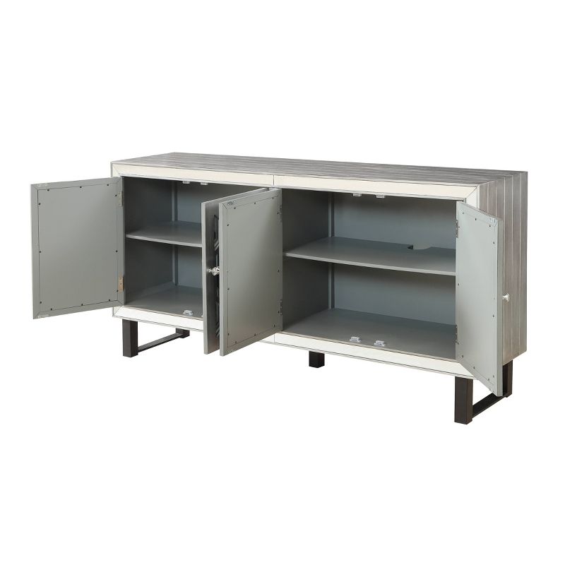 Eloise 4 Door Media Credenza TV Stand for TVs up to 74" Pewter - Treasure Trove Accents