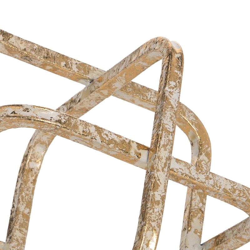 Small Distressed Gold Cube Metal Decorative Sculpture - Foreside Home & Garden