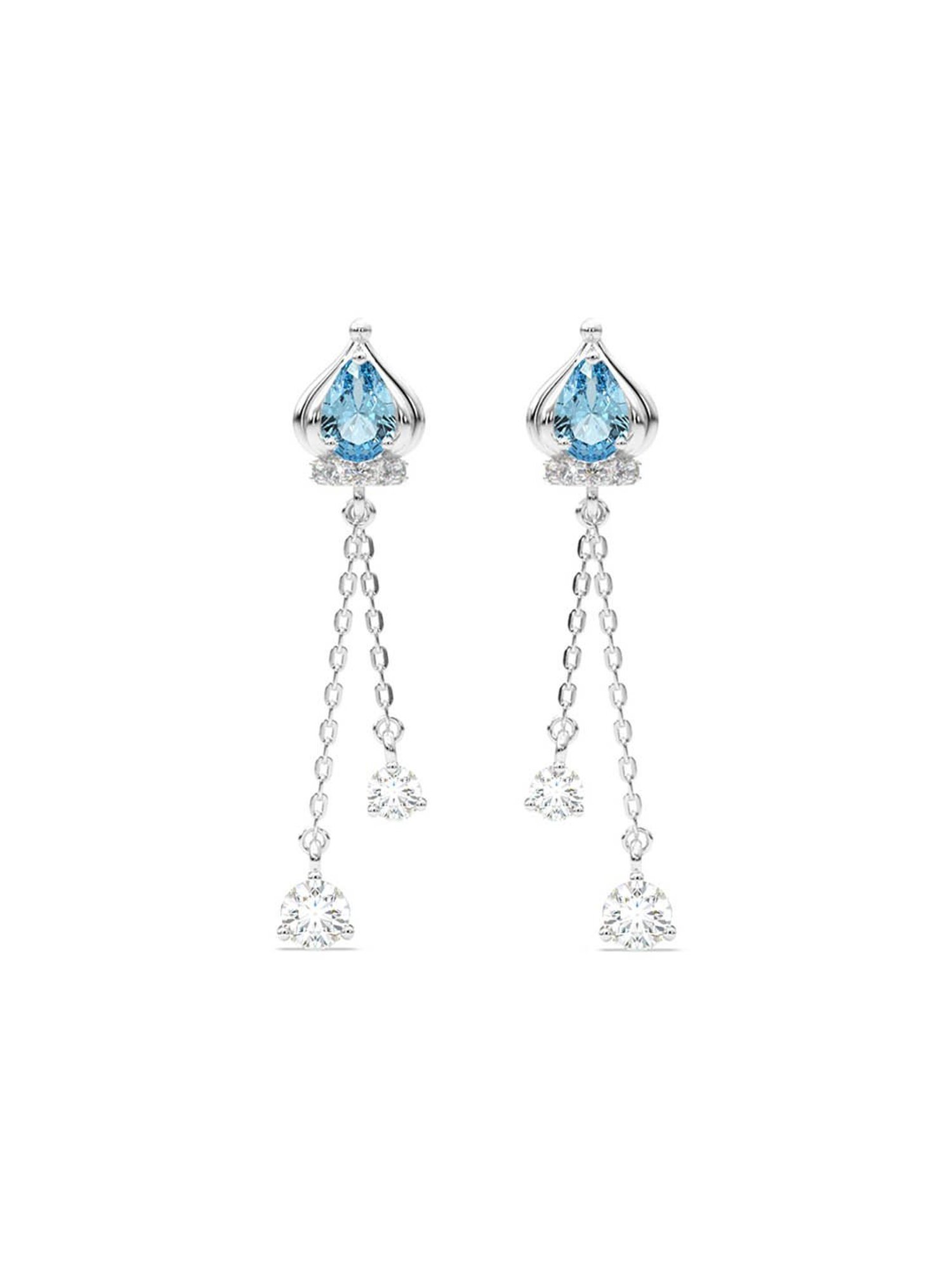 Clara 925 Sterling Silver Platinum Plated Swiss Zirconia Elsa Solitaire Drop Earrings for Women