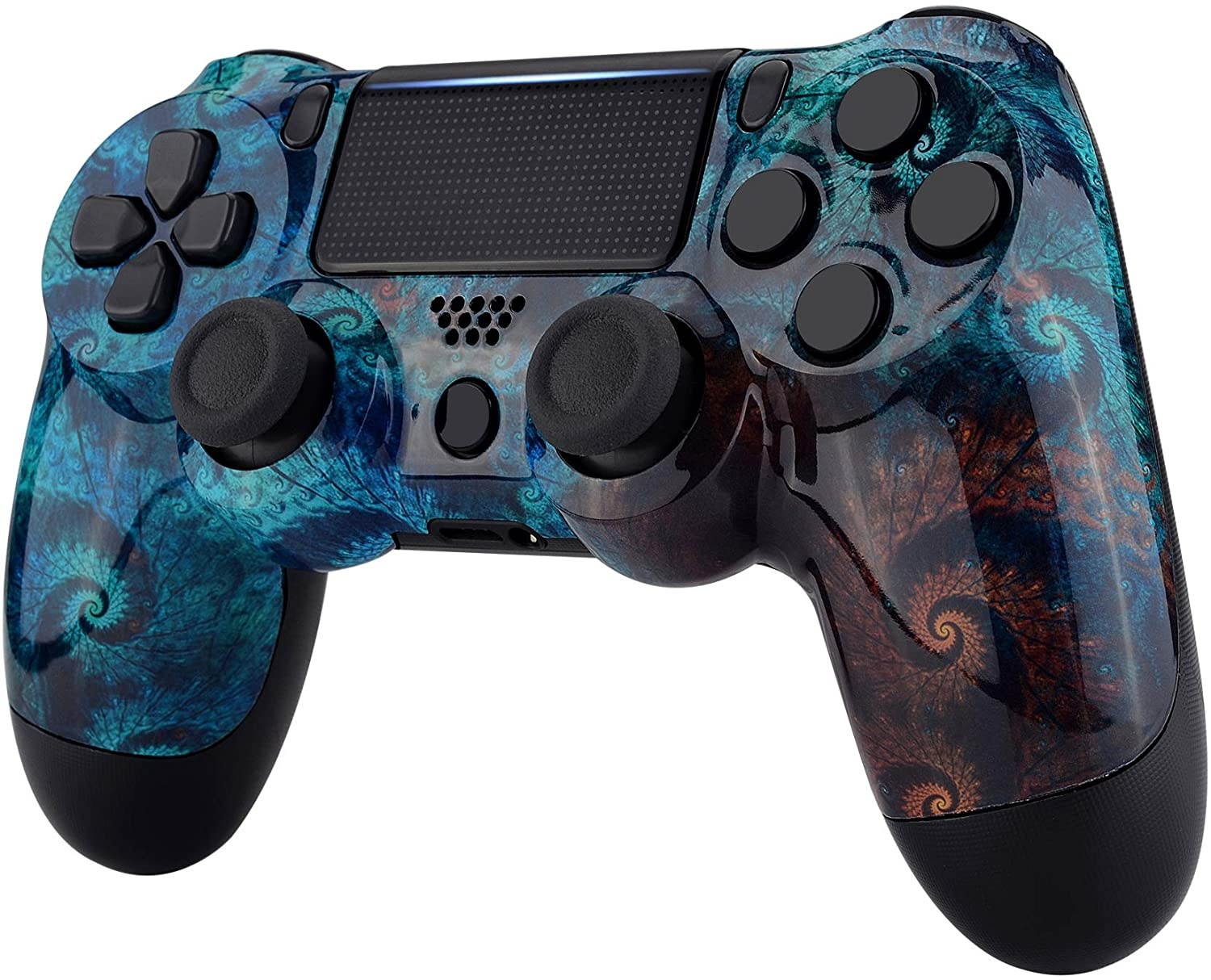 eXtremeRate Spiral Patterned Front Housing Shell Case, Glossy Faceplate Cover Replacement Kit for Playstation 4 PS4 Slim PS4 Pro CUH-ZCT2 JDM-040 JDM-050 JDM-055 Controller - Controller NOT Included