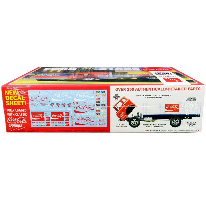 Skill 3 Model Kit Ford C600 Stake Bed Truck with Two "Coca-Cola" Vending Machines 1/25 Scale Model by AMT