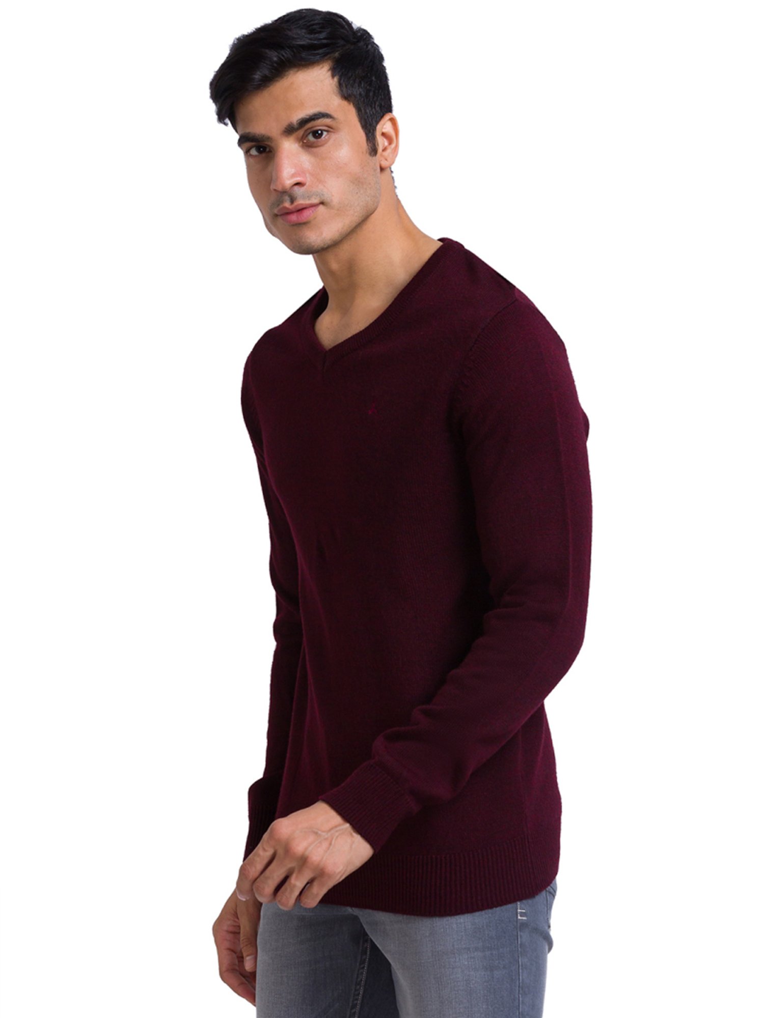 Parx Maroon Regular Fit Sweaters