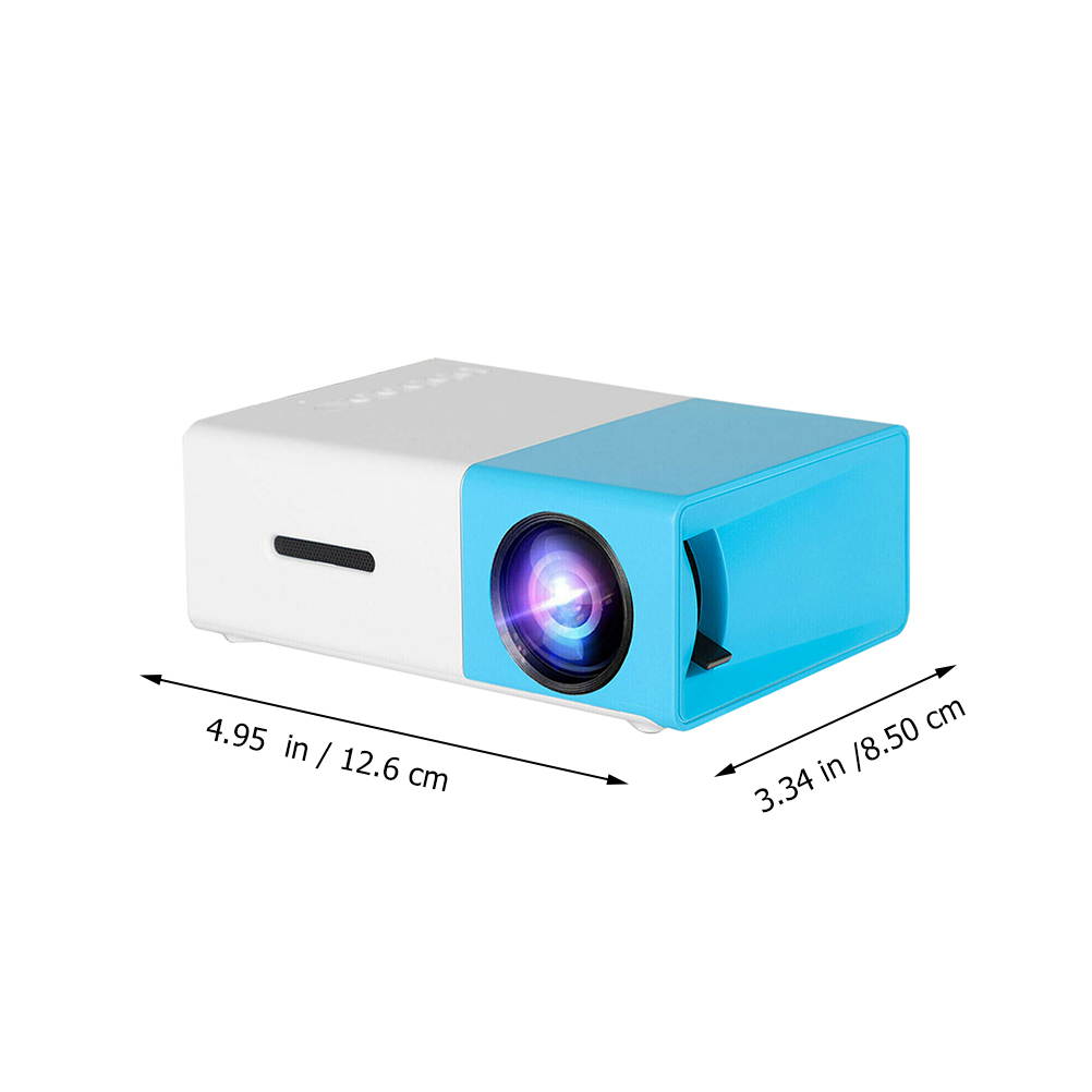 FRCOLOR YG300 Mini Projector 1080P LED 600 Lumens Screen Mirroring Home Theater Projector 80 Inch Display Compatible Laptop Smartphone &mdash; Sky Blue