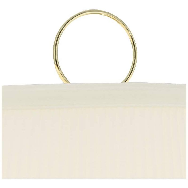 Barnes and Ivy Swing Arm Wall Lamp Brass Plug-In Light Fixture Ivory Mushroom Pleated Shade Bedroom Bedside Living Room Reading