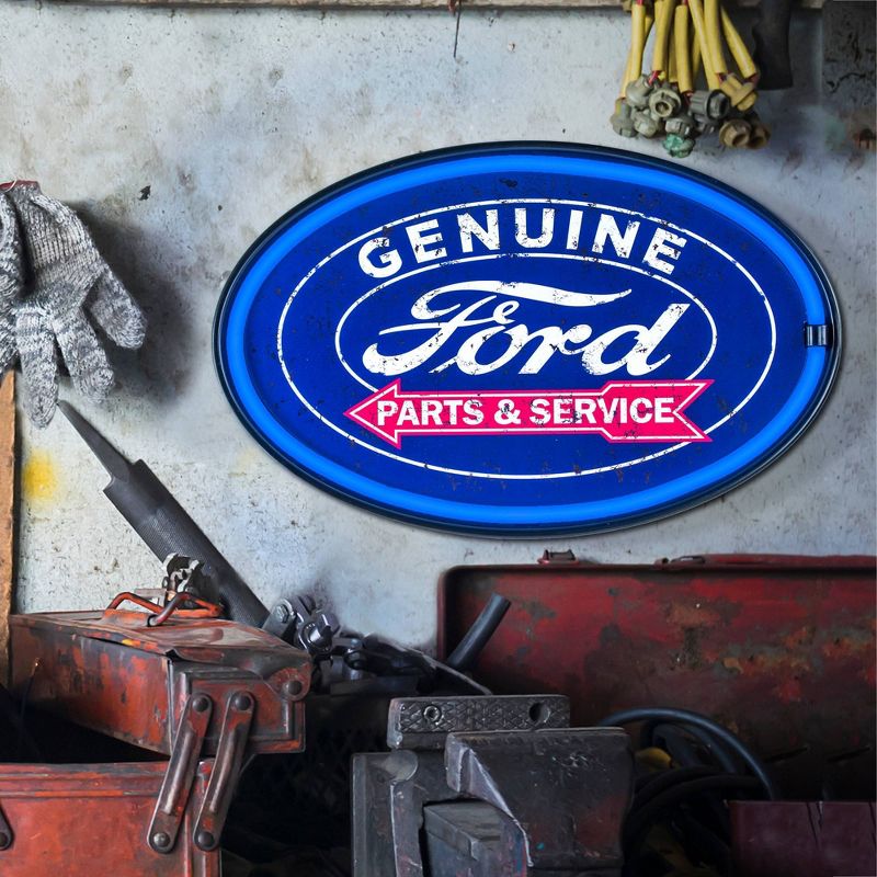 Officially Licensed Genuine Ford Parts and Service LED Neon Light Sign Wall Decor Blue - Crystal Art Gallery