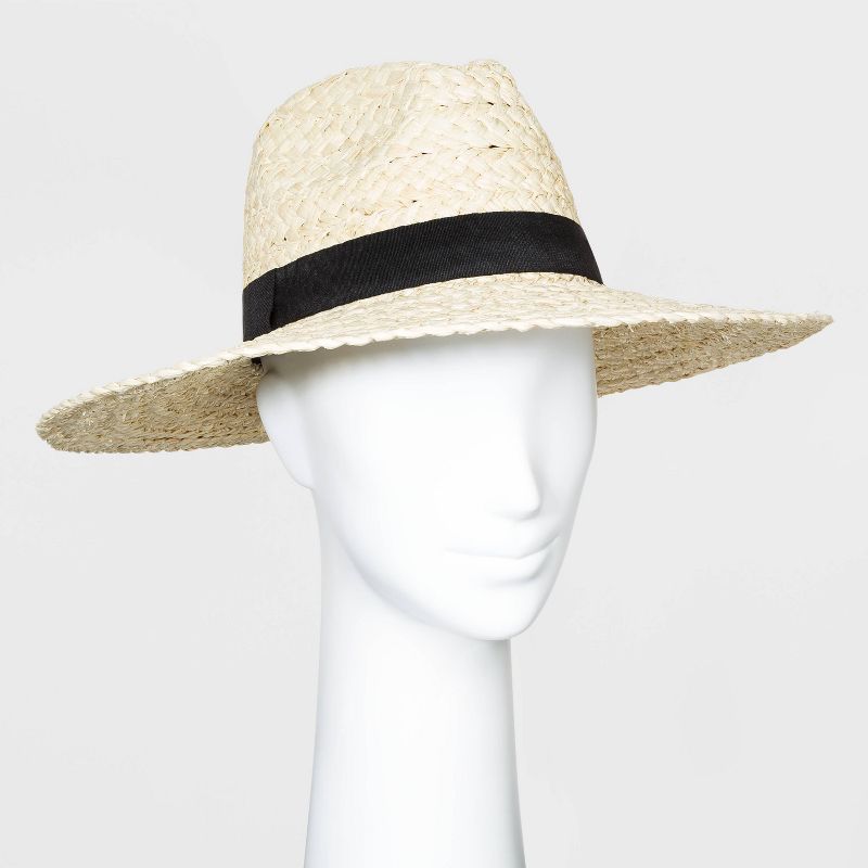 Women's Straw Wide Brim Fedora Hats - Universal Thread™ Natural One Size