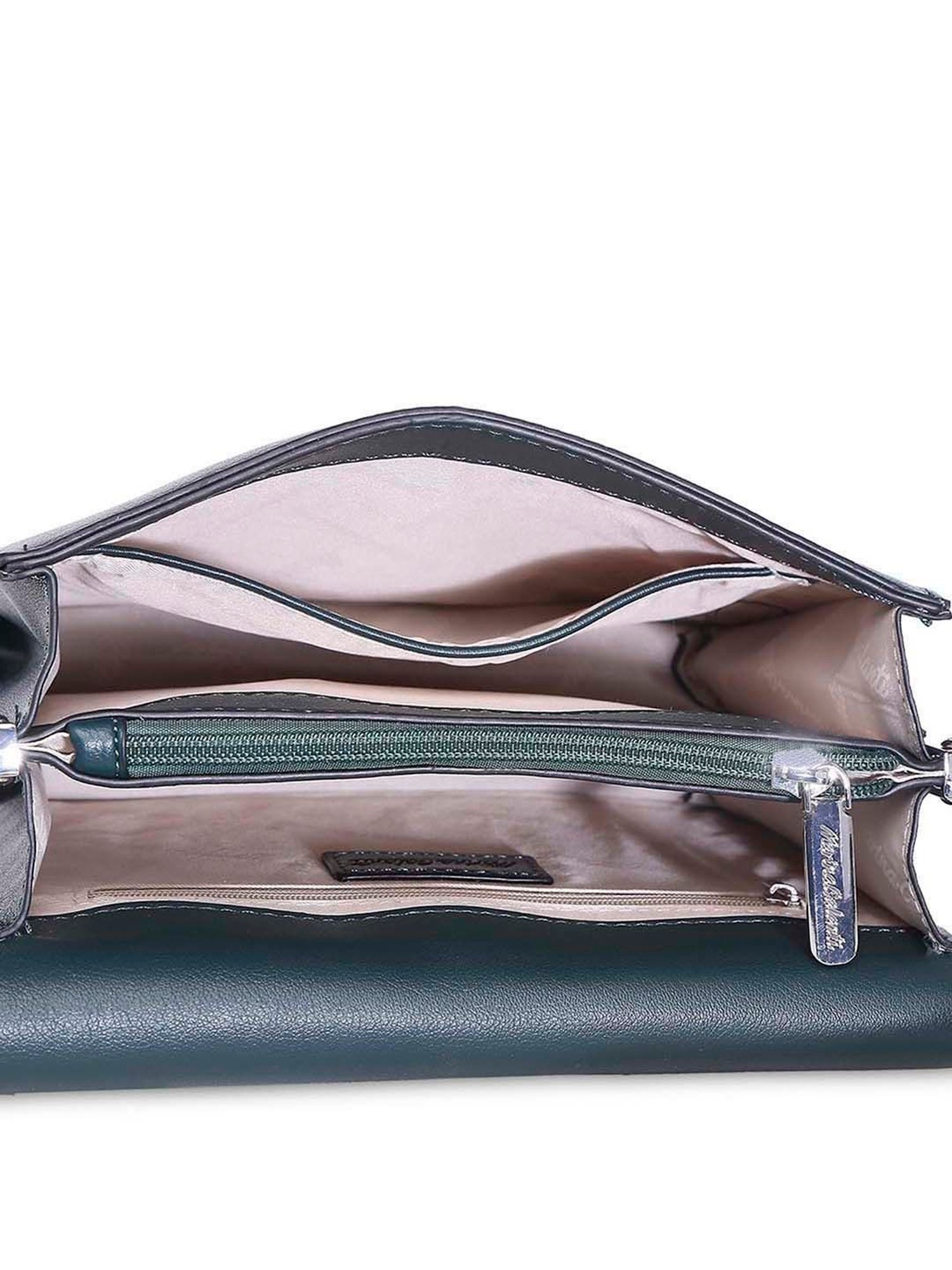 Marina Galanti Green Textured Medium Sling Handbag