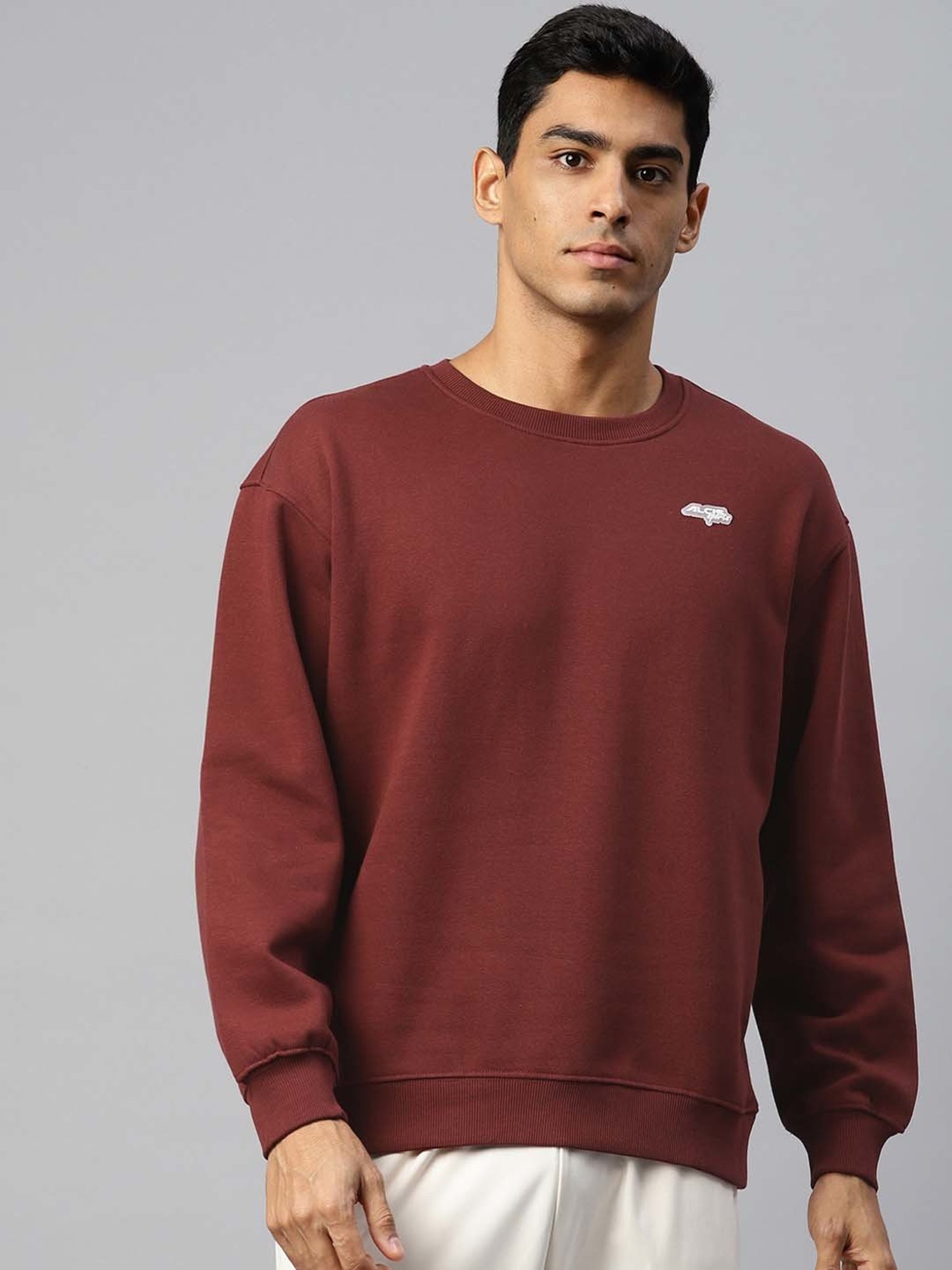ALCIS Red Regular Fit Graphic Print Sweatshirt