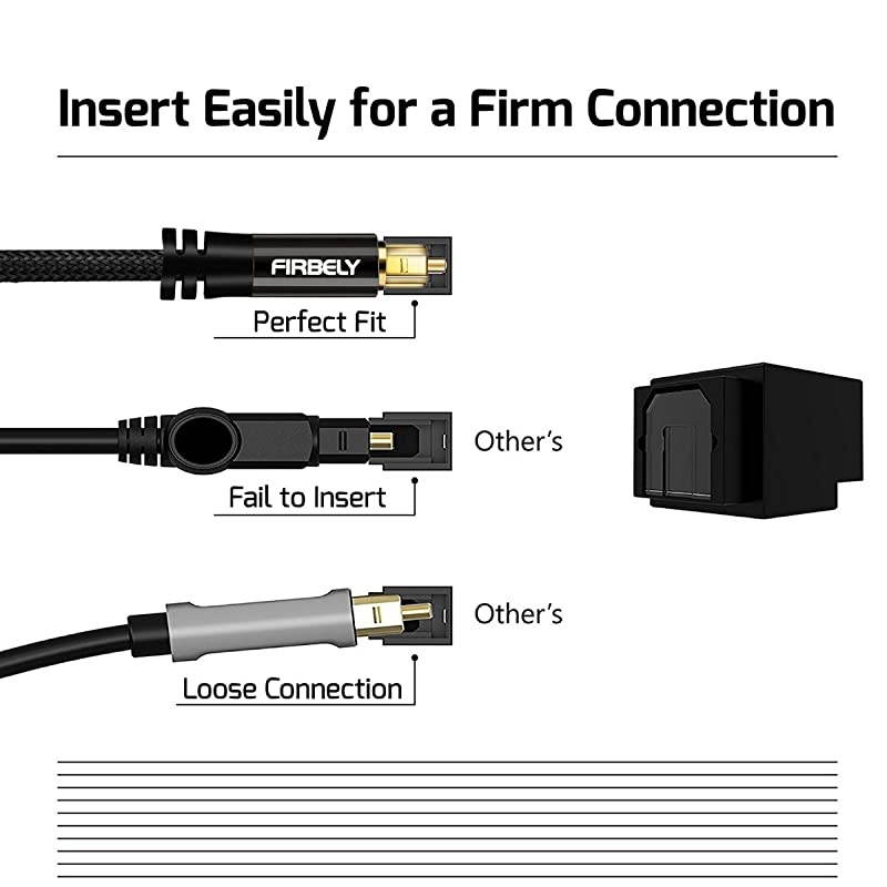 Digital Toslink Cable Optical Audio CableSPDIF Fiber Optic with Metal Connectors Braided Jacket Black Cable for Sound BarTV Speakers 15 feet