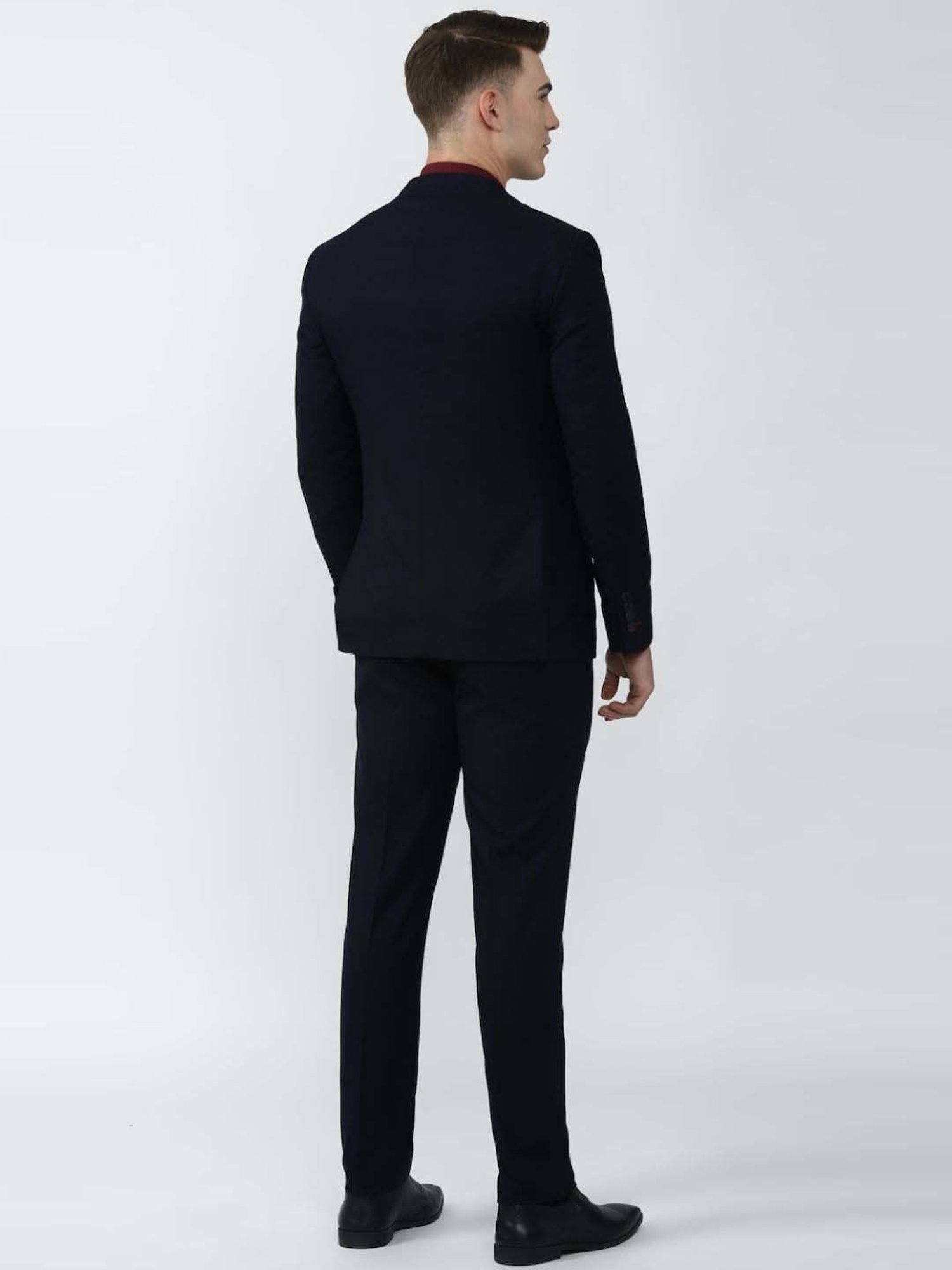Peter England Elite Navy  Slim Fit Three Piece Suit