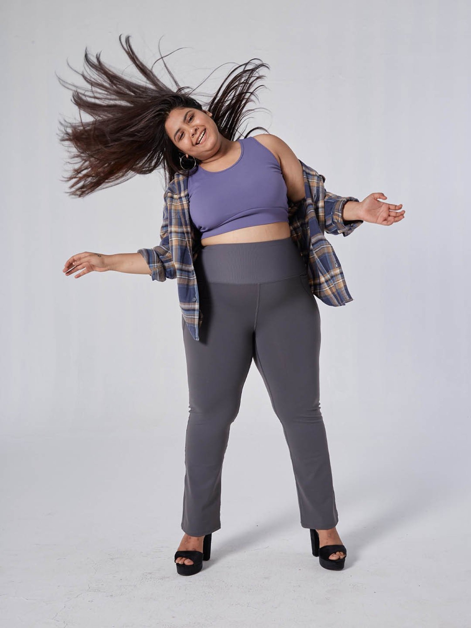 BlissClub Grey High Waist The Ultimate Flare Pants