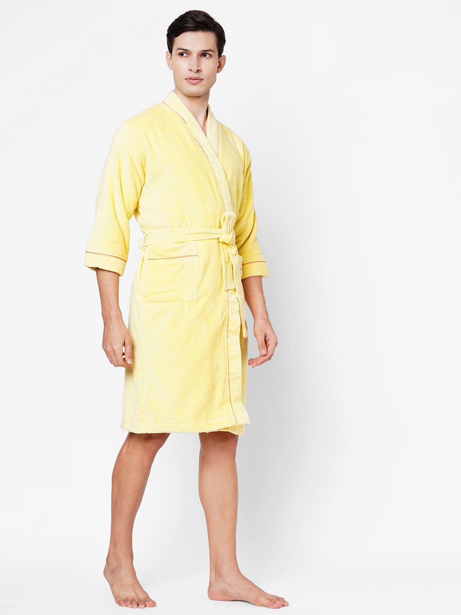 Spaces Exotica Solid Yellow Cotton Bathrobes
