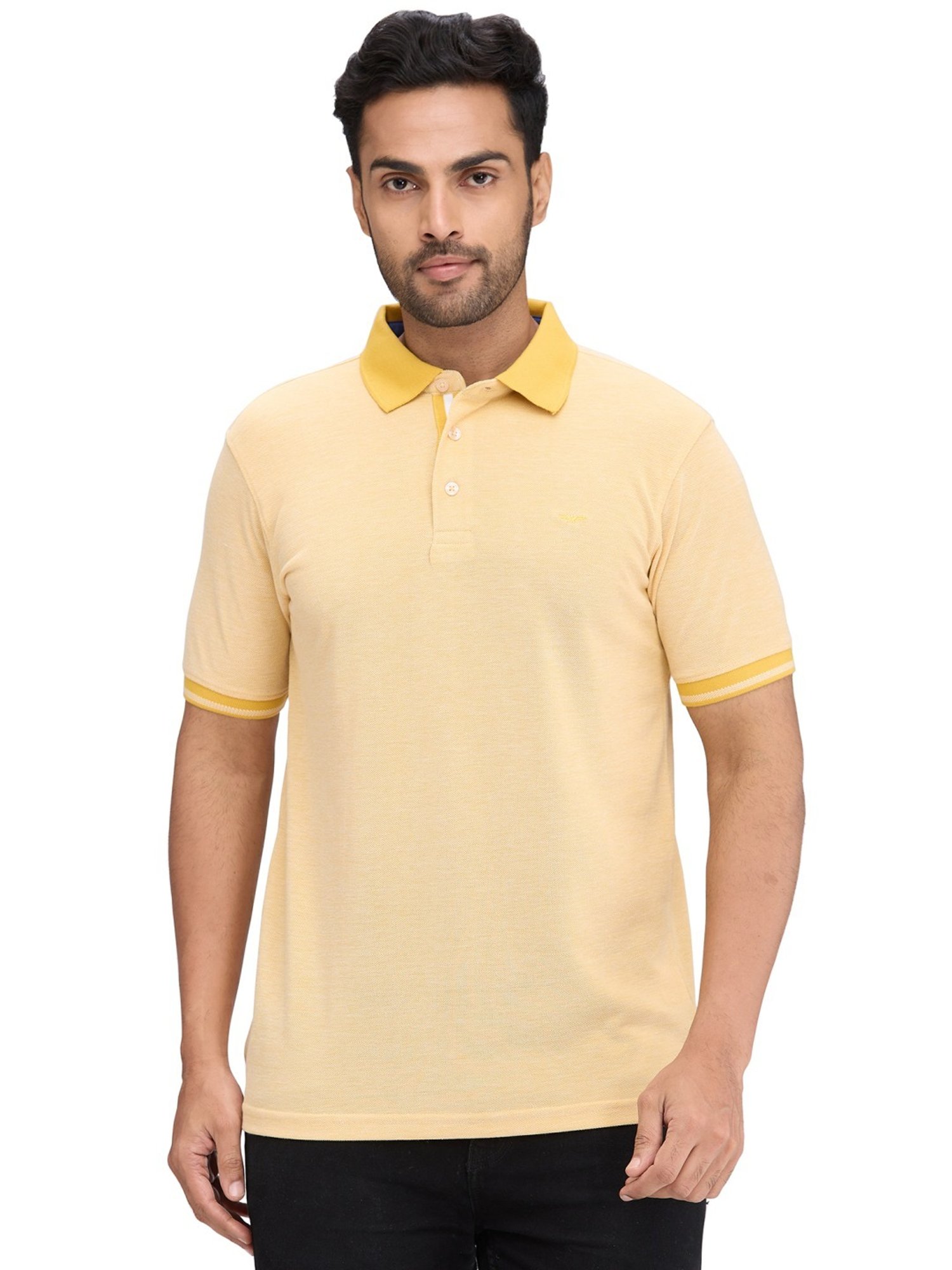 Park Avenue Yellow Slim Fit Polo T-Shirt