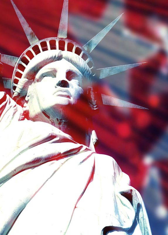 July 4th Greeting Cards - Lady Liberty - LL100. Greeting Cards with an Image of the Statue of Liberty on a Star Background. Box Set has 25 Greeting Cards and 26 Red Colored Envelopes.