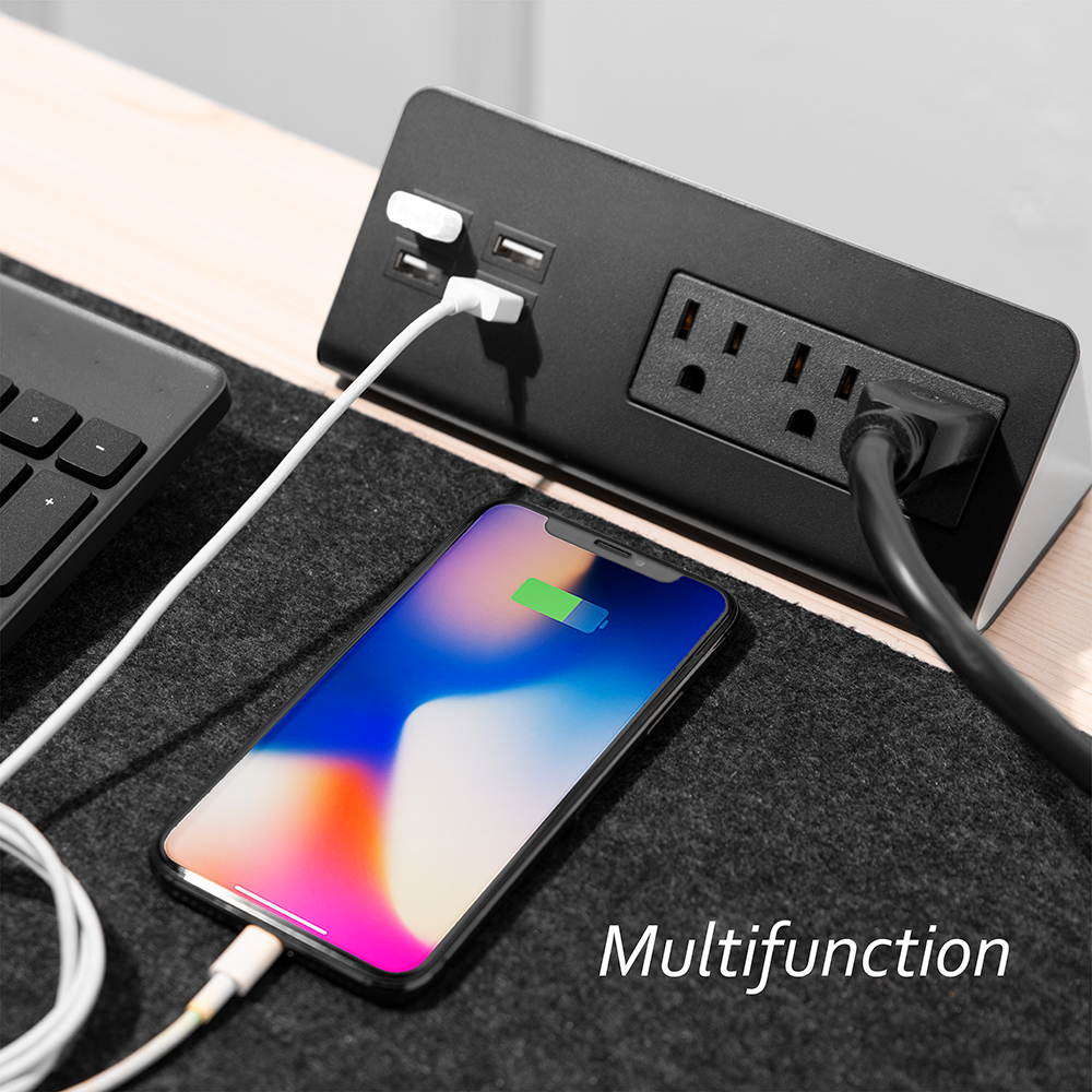 Desk edge mount power outlets with USB charge ports(1Pack)