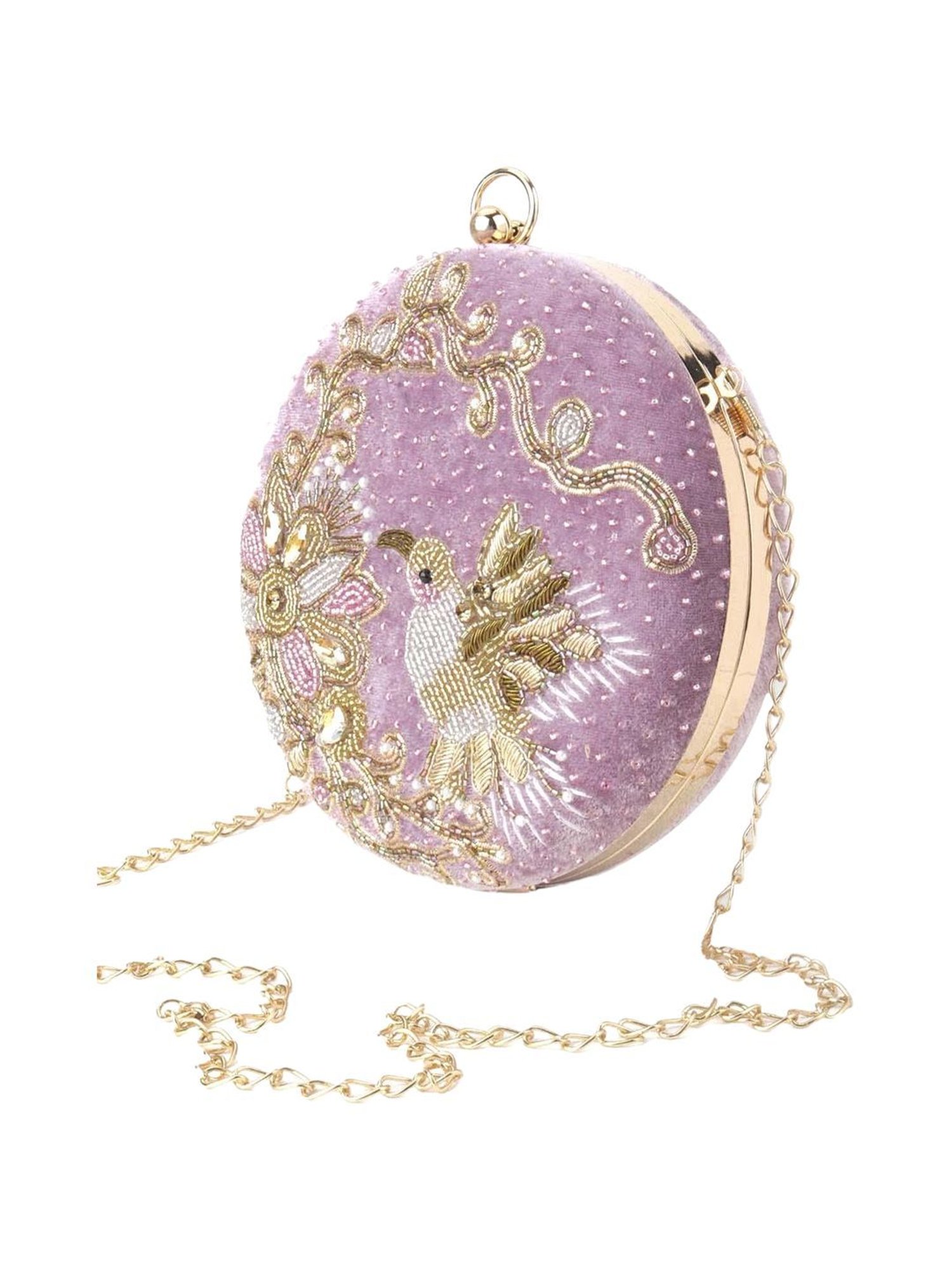 Odette Purple Embellished Sling Handbag