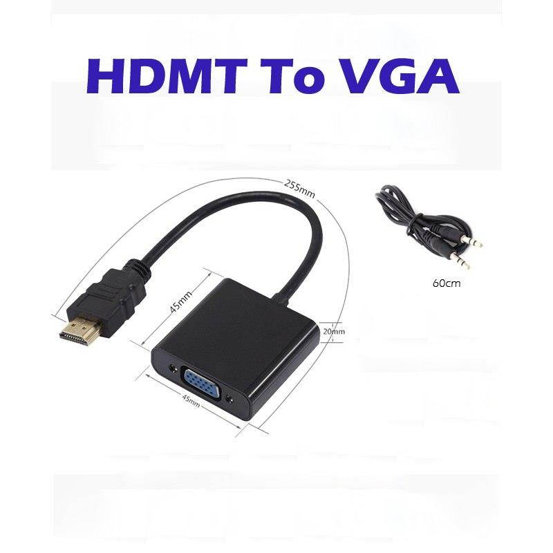 Black HDMI to VGA Adapter Digital to Analog Audio Converter M/F Video Cable for Xbox 360 PS3 PS4 PC Laptop TV Box to Projector
