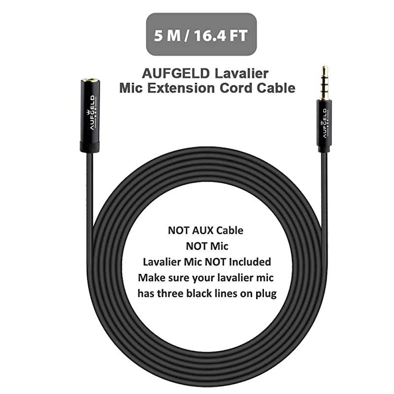 Extension Cord Cable for Lavalier Mini Mic Microphone 35mm Male to Female 164 Foot 5 Meter for Apple iPhone Android Smartphones Cellphones 35 TRRS Cord for Noise Cancelling Mic LMAEC