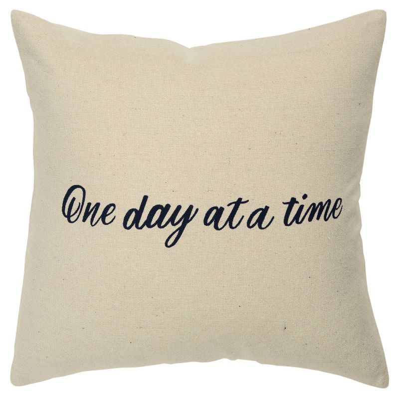 20"x20" Oversize 'One Day At A Time' Polyester Filled Square Throw Pillow Natural - Rizzy Home