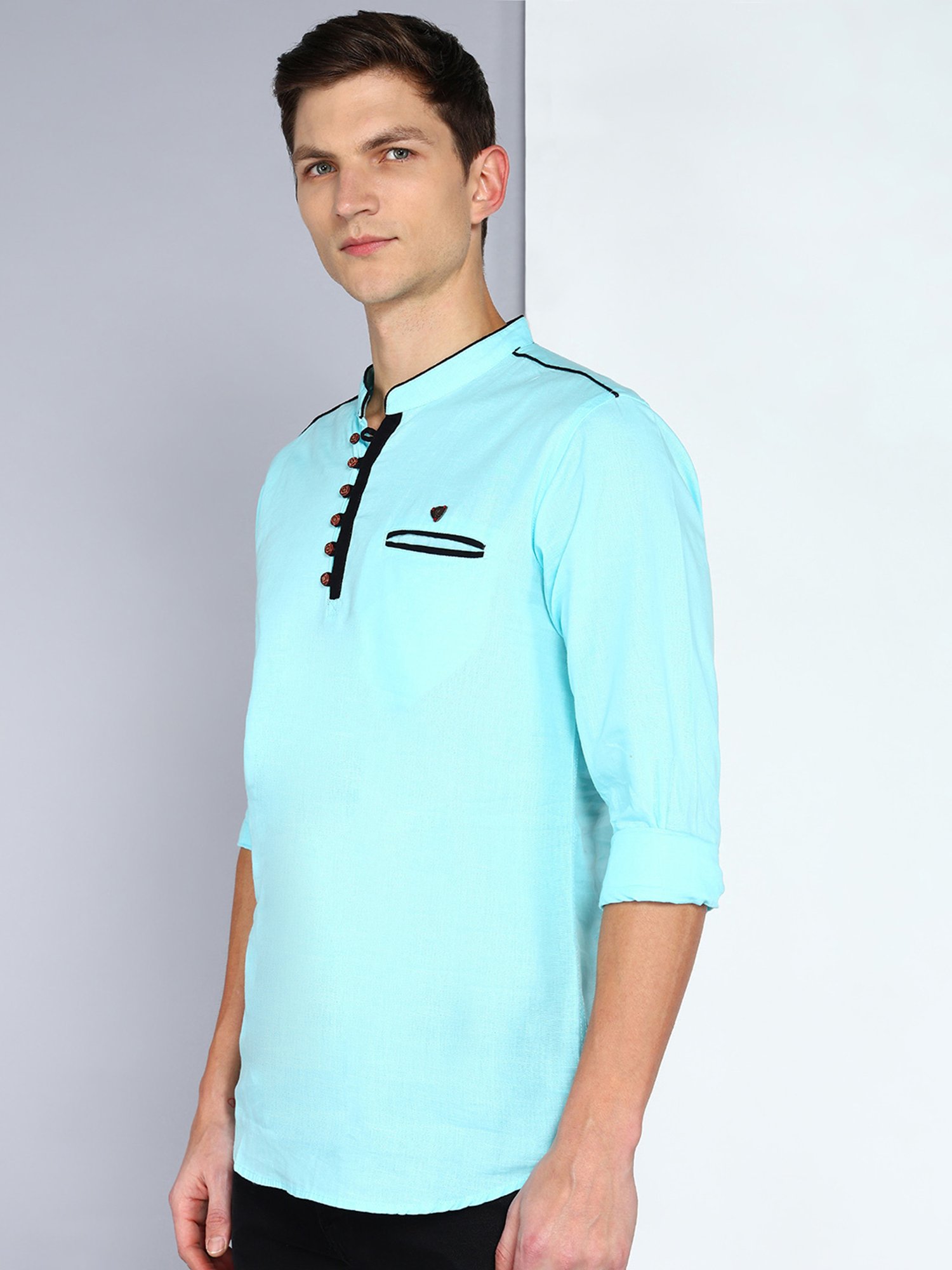 Kuons Avenue Turquoise Regular Fit Short Kurta