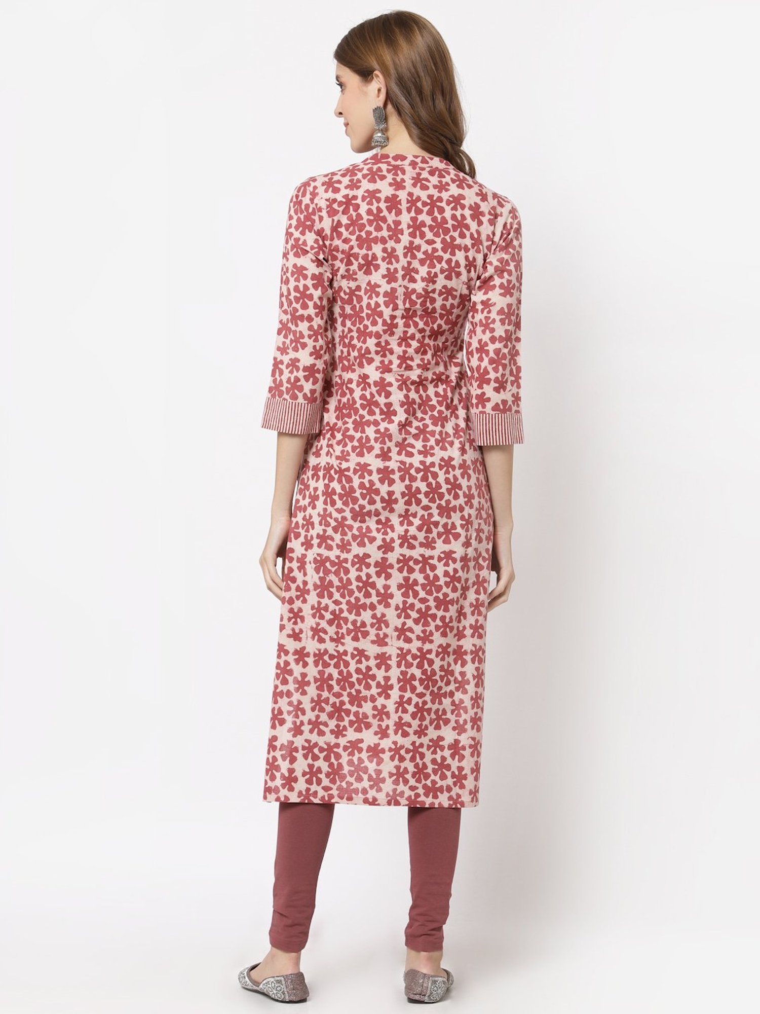 Kami Kubi Maroon Floral Print Straight Kurta