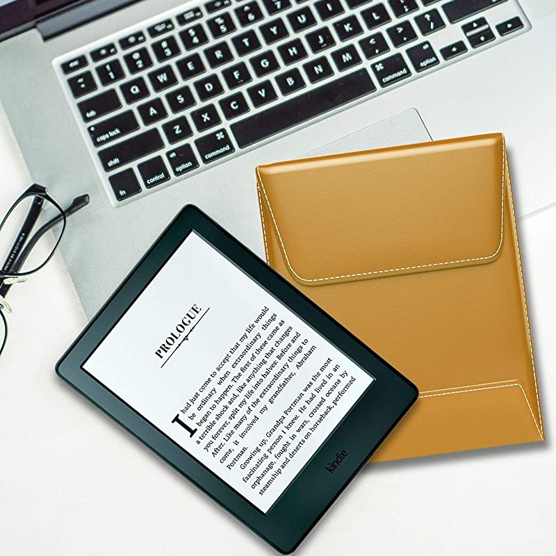 6 Inch Kindle Sleeve Case Fits All-New Kindle Paperwhite 2018/Kindle 10th Generation 2019, Protective PU Leather Cover Bag for Kindle Voyage/Kindle(8th Gen)/Kindle Oasis 6" E-Reader - Light Brown