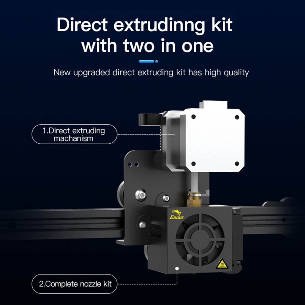 Original Creality 3D Ender-3 Full Assembled Direct Extruding Machanism Kit with 0.4mm Nozzle Cooling Fan Backplate Stepper Motor Comaptible with Ender-3 Series 3D Printer