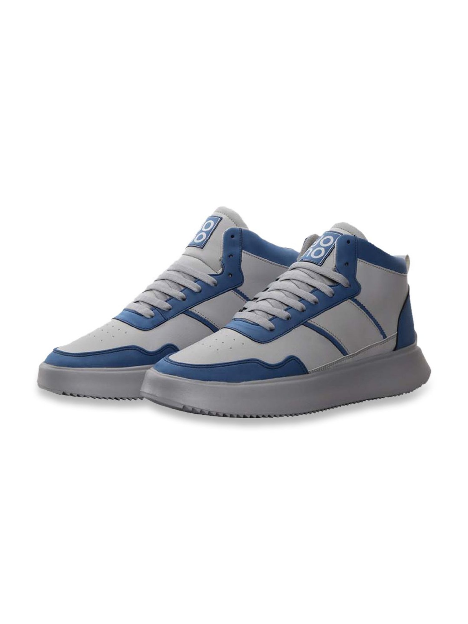 Yoho Men's White & Blue Ankle High Sneakers