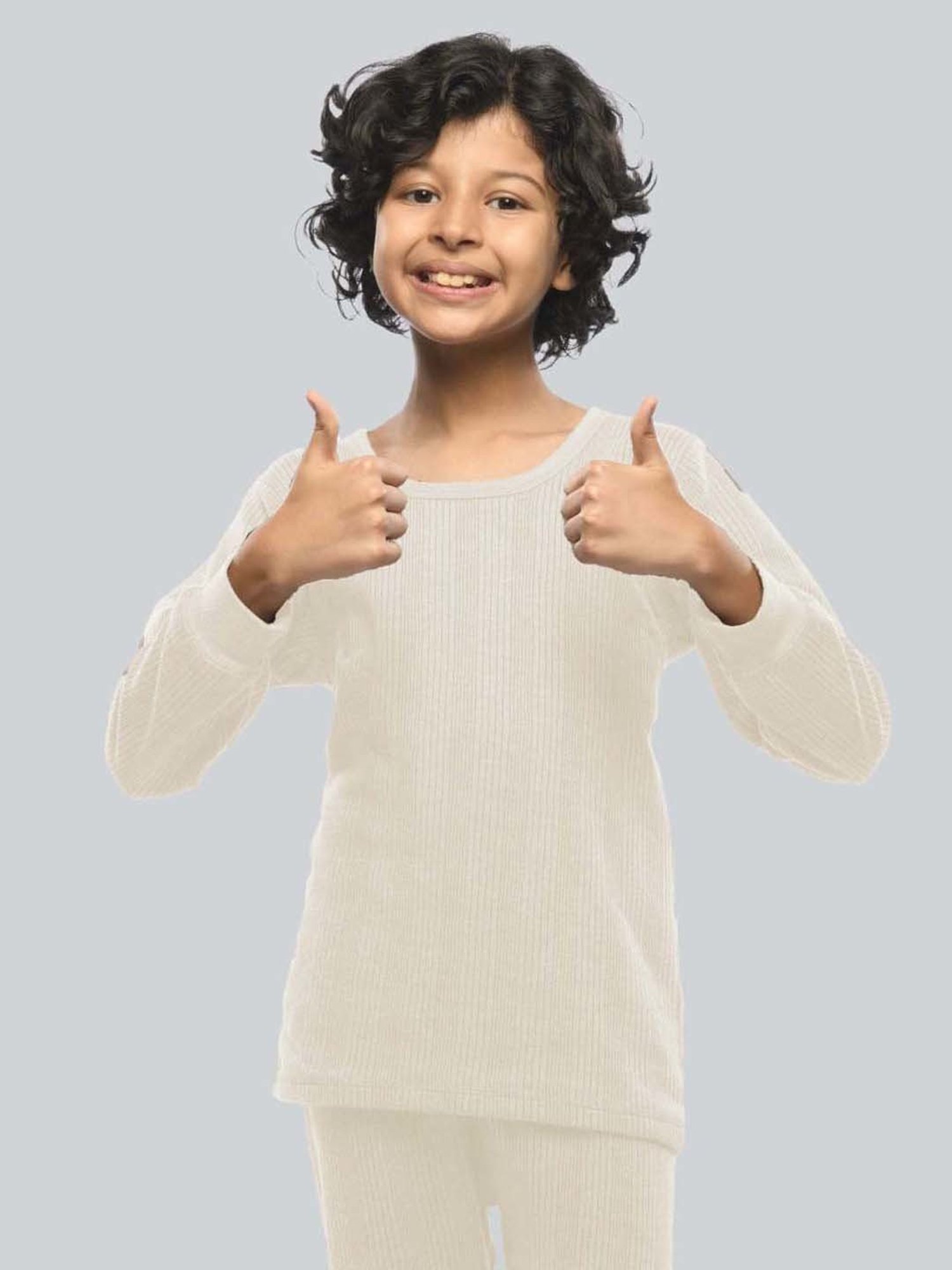 LUX Inferno Kids White Skinny Fit Full Sleeves Thermal Top (Pack of 2)
