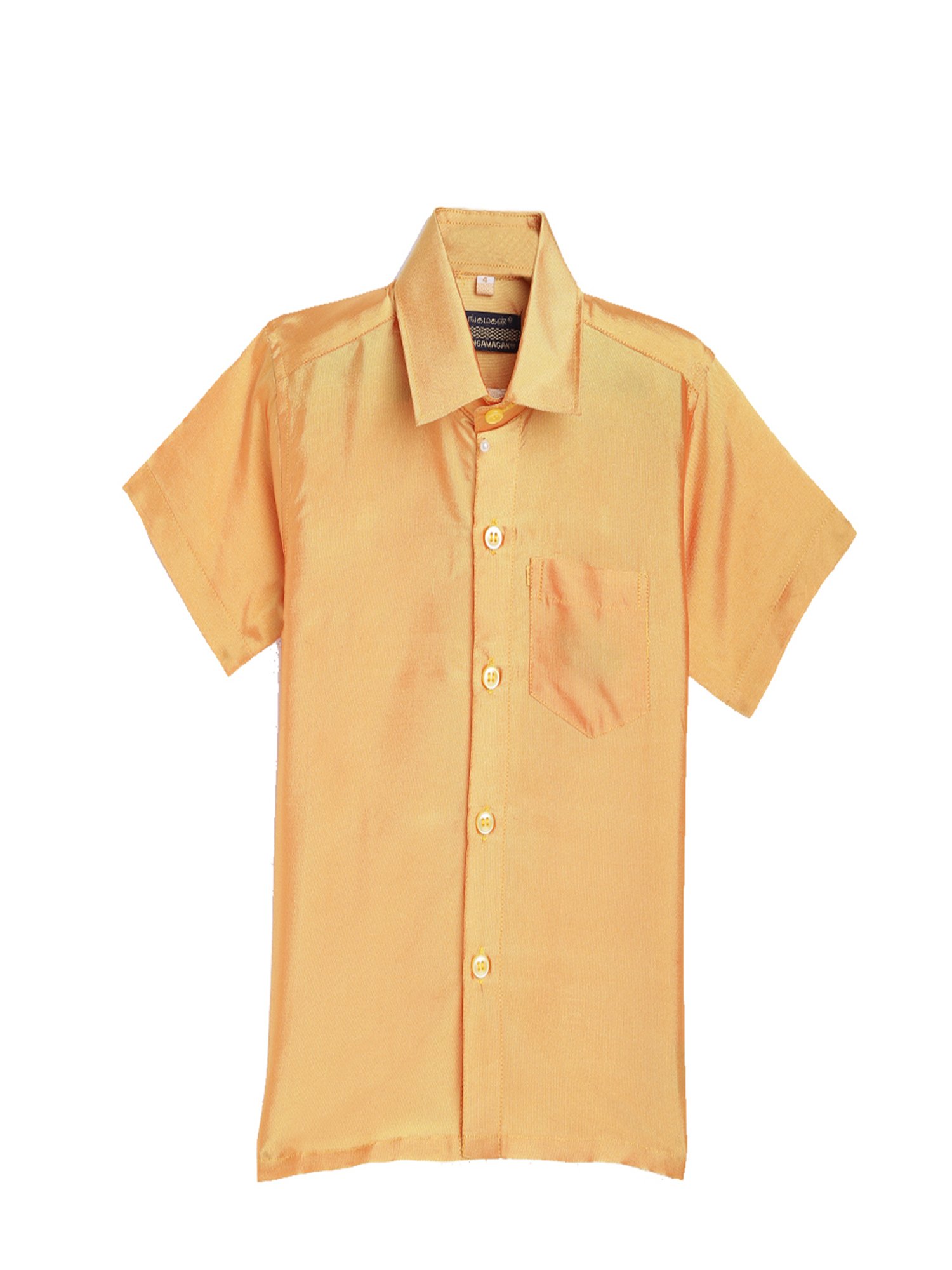 THANGAMAGAN Kids Light Orange Solid Shirt