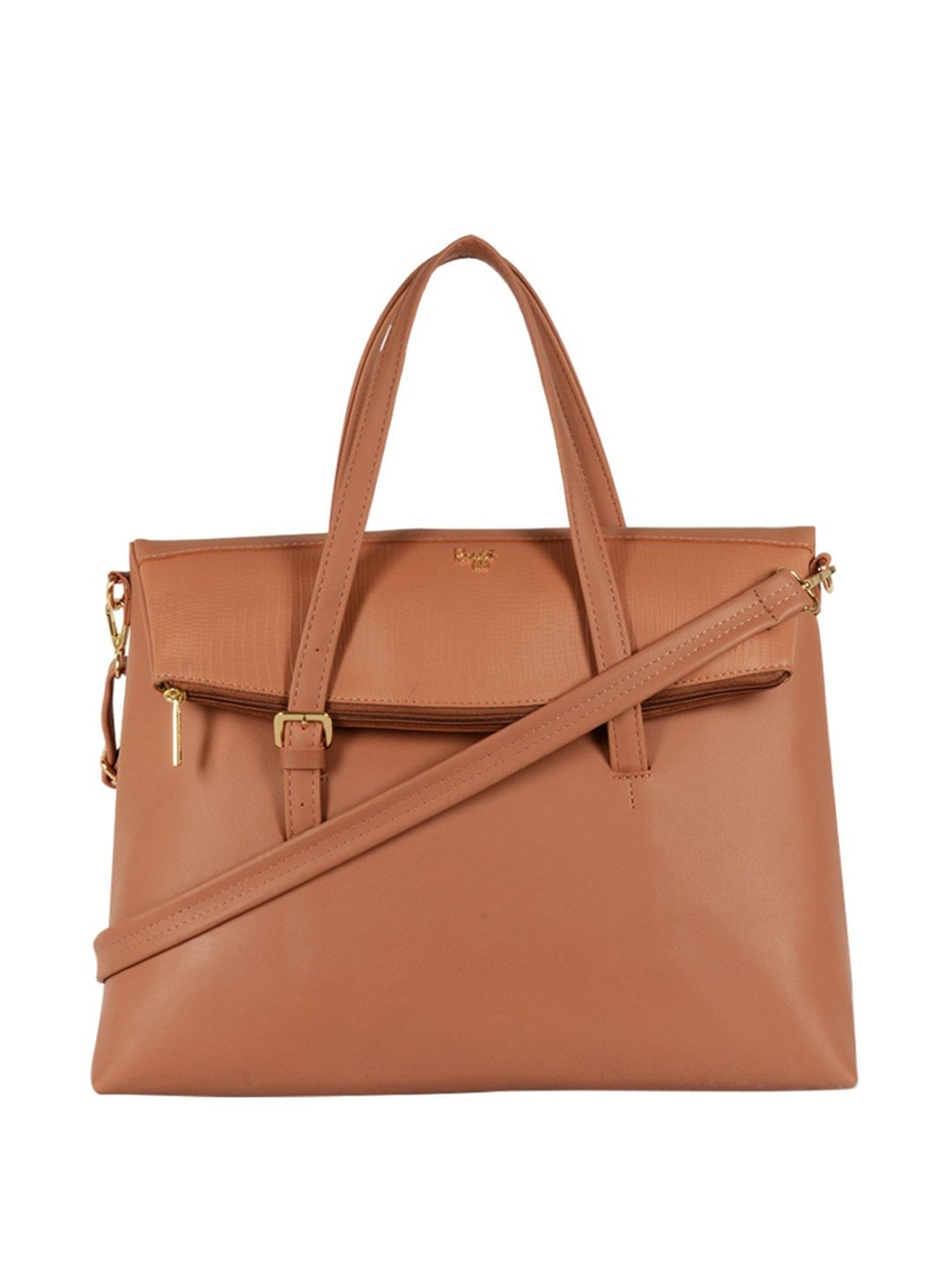 Baggit Brown Textured Medium Tote Handbag