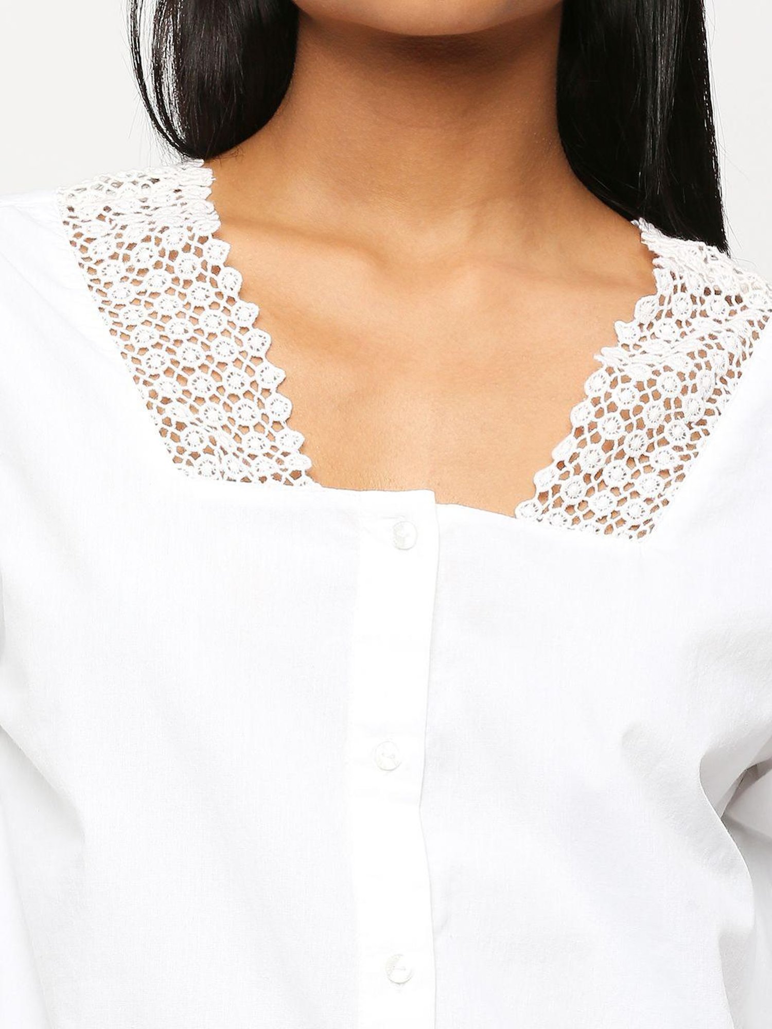 Pepe Jeans White Cotton Self Pattern Top