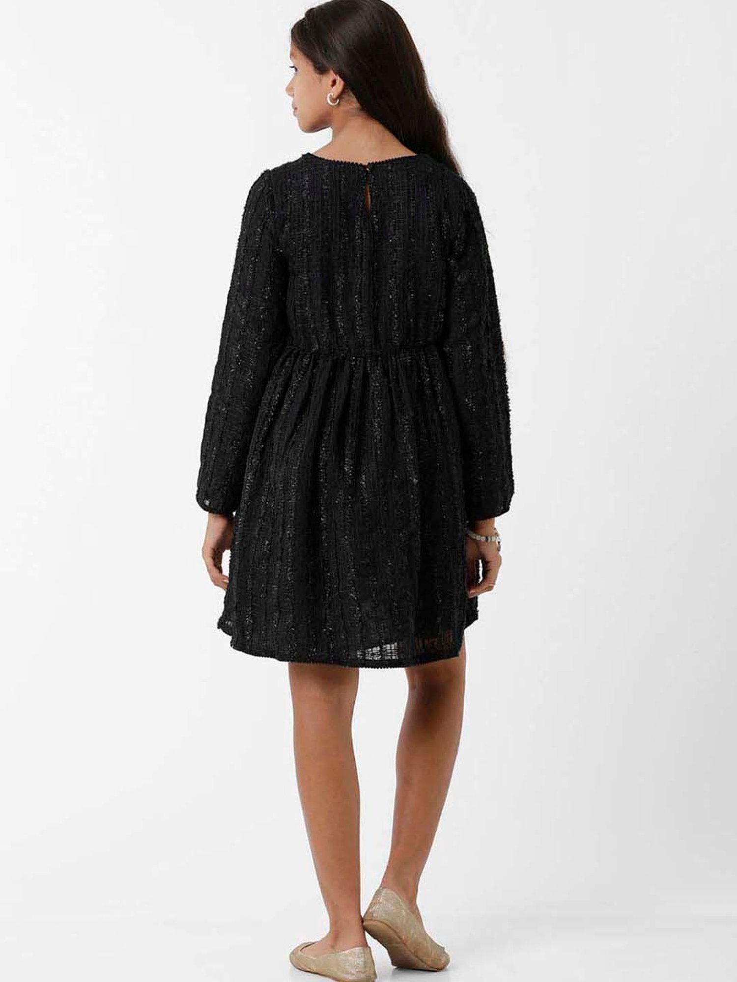 Kate & Oscar Kids Black Regular Fit Full Sleeves Dress