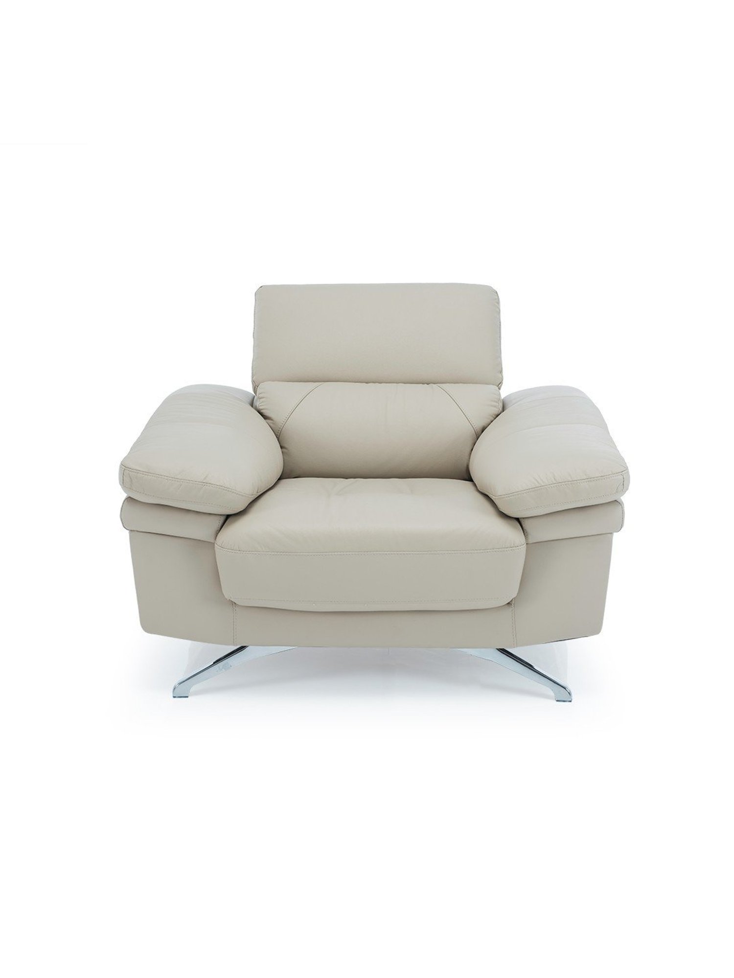 Durian Philly Mushroom Beige Leather 1 Seater Sofa