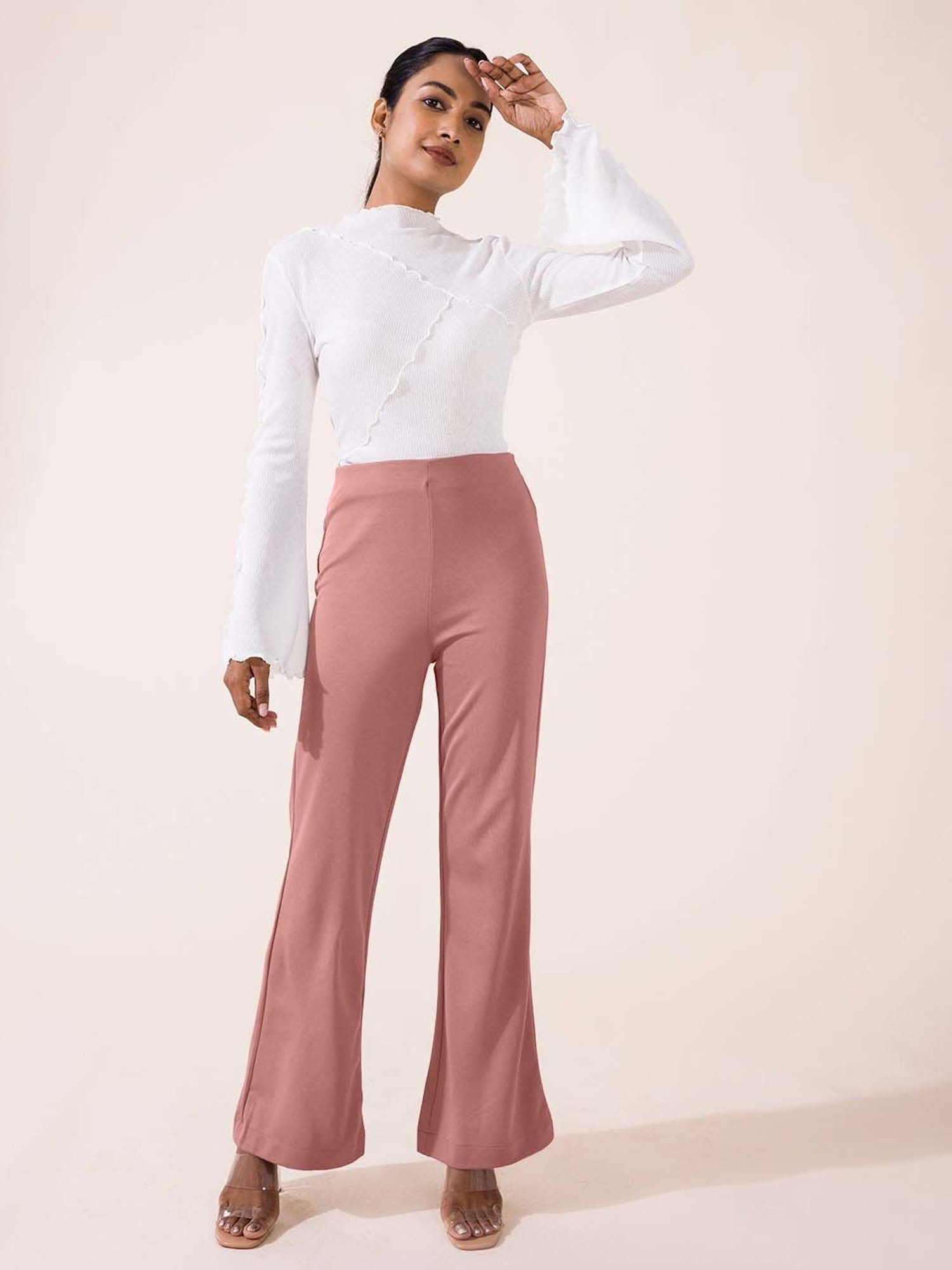 Go Colors! Pink High Rise Bootcut Trousers