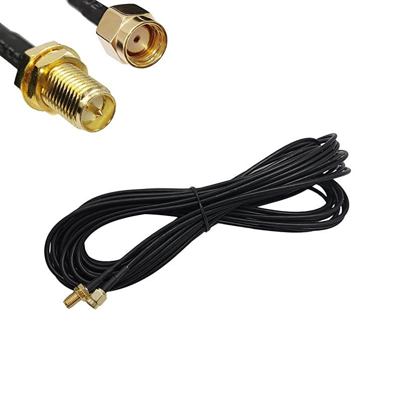 RPSMA Male to Female WiFi Antenna Connector Extension Cable Black 16ft