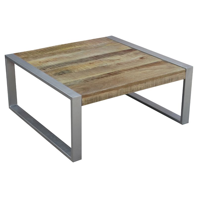 Handcrafted Reclaimed Wood and Silver Metal Coffee Table Natural - Timbergirl