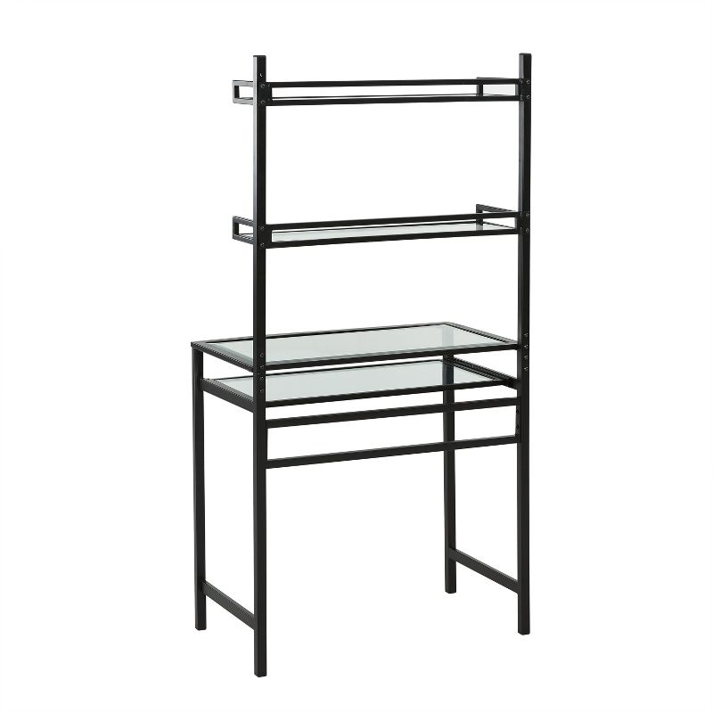 Faulkner Metal/Glass Small Space Desk with Hutch Black - Aiden Lane