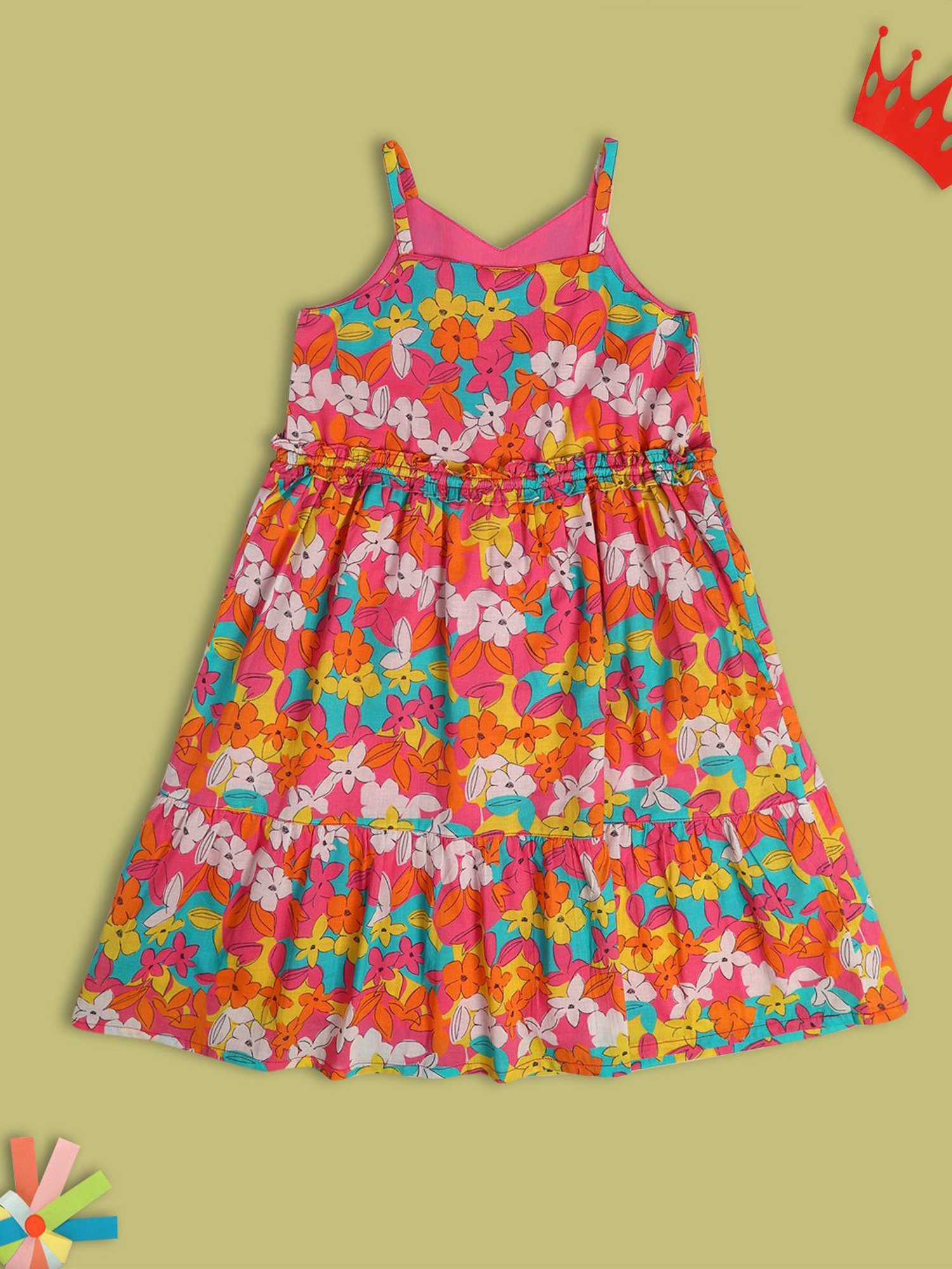MINIKLUB Kids Multicolor Floral Print Dress