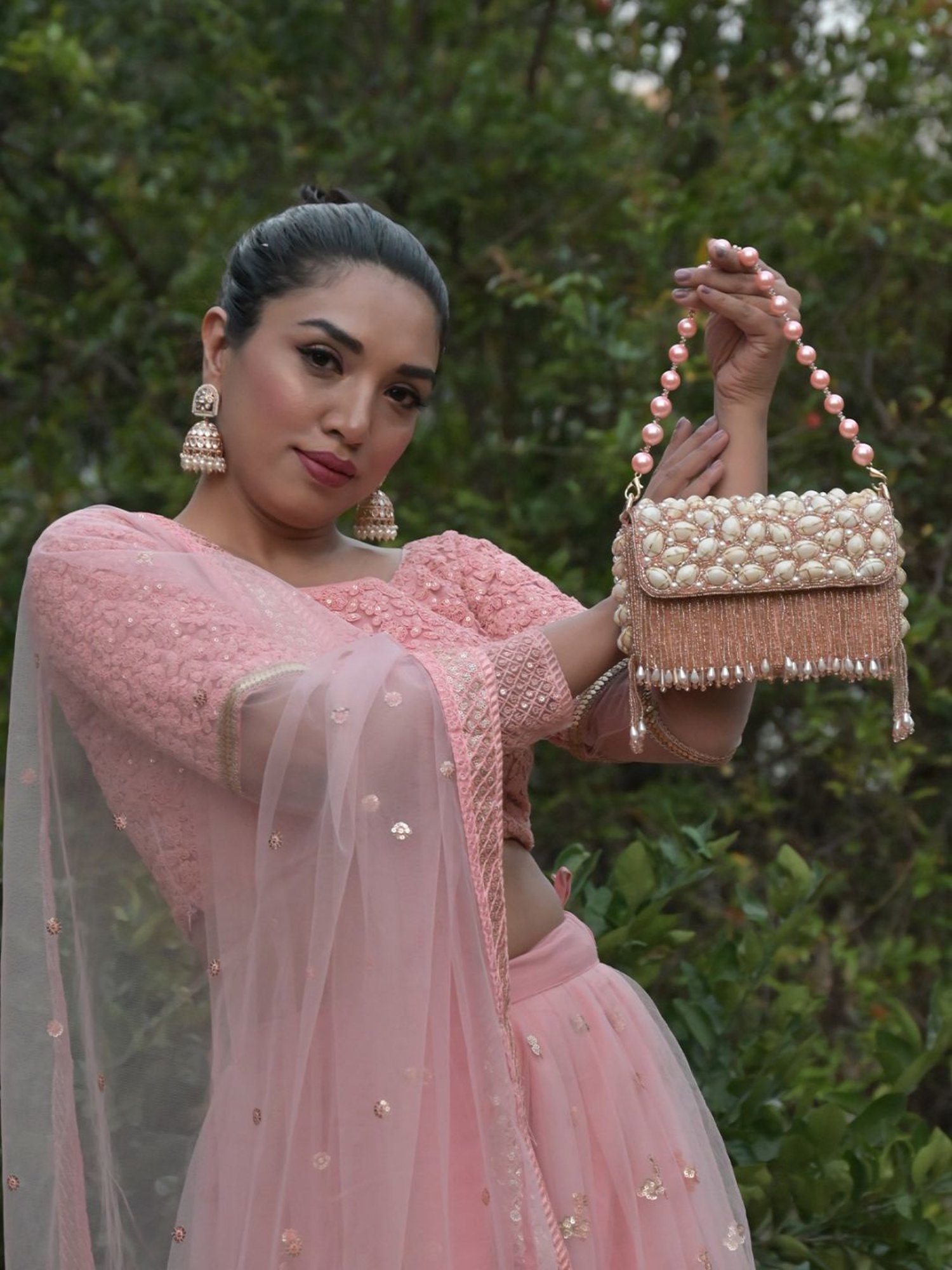 Odette Peach Fabric Clutch