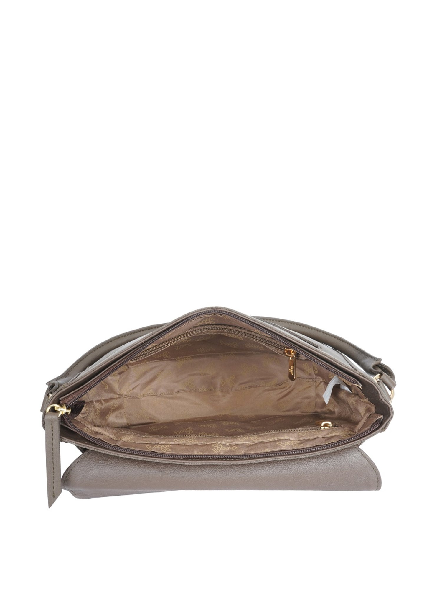 Baggit Petter Dark Brown Solid Medium Handbag