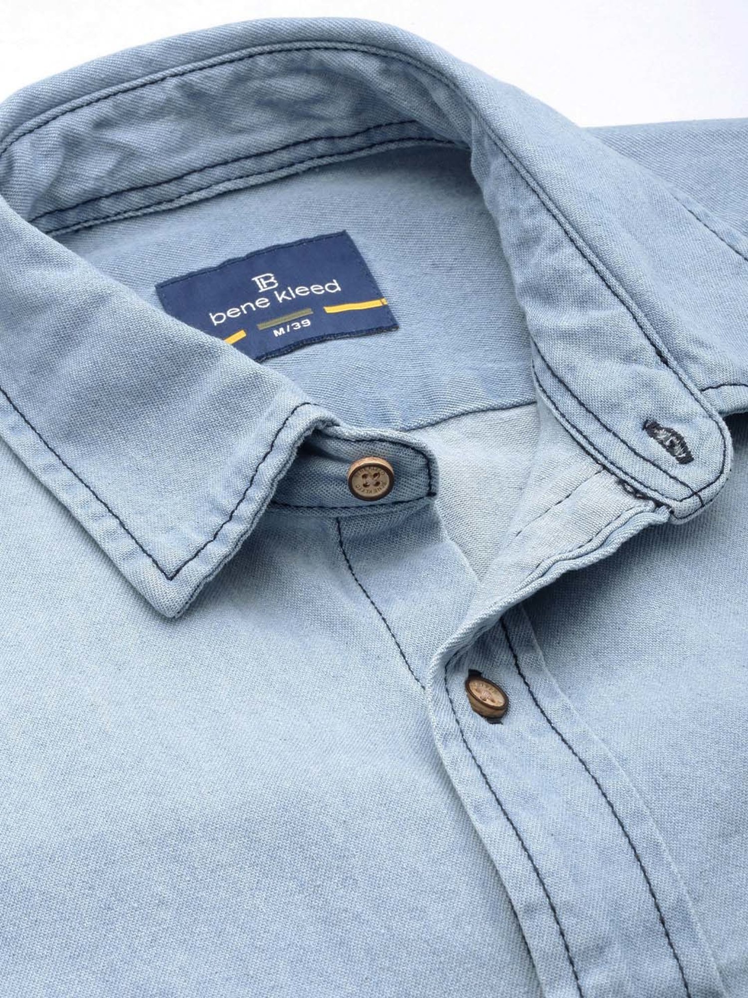 Bene Kleed Light Blue Regular Fit Denim Shirt