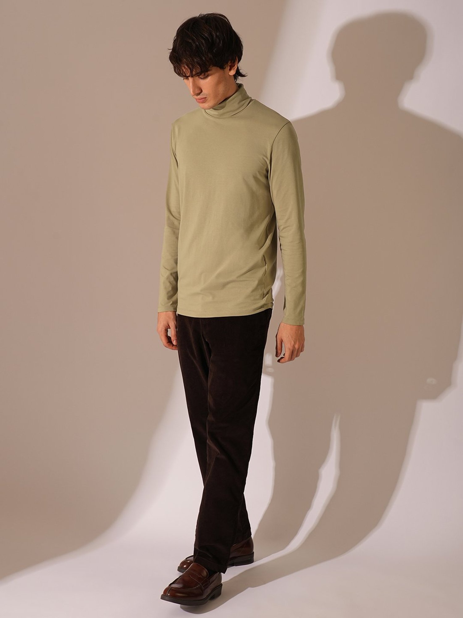 Selected Homme Beige Organic Cotton Slim High Neck