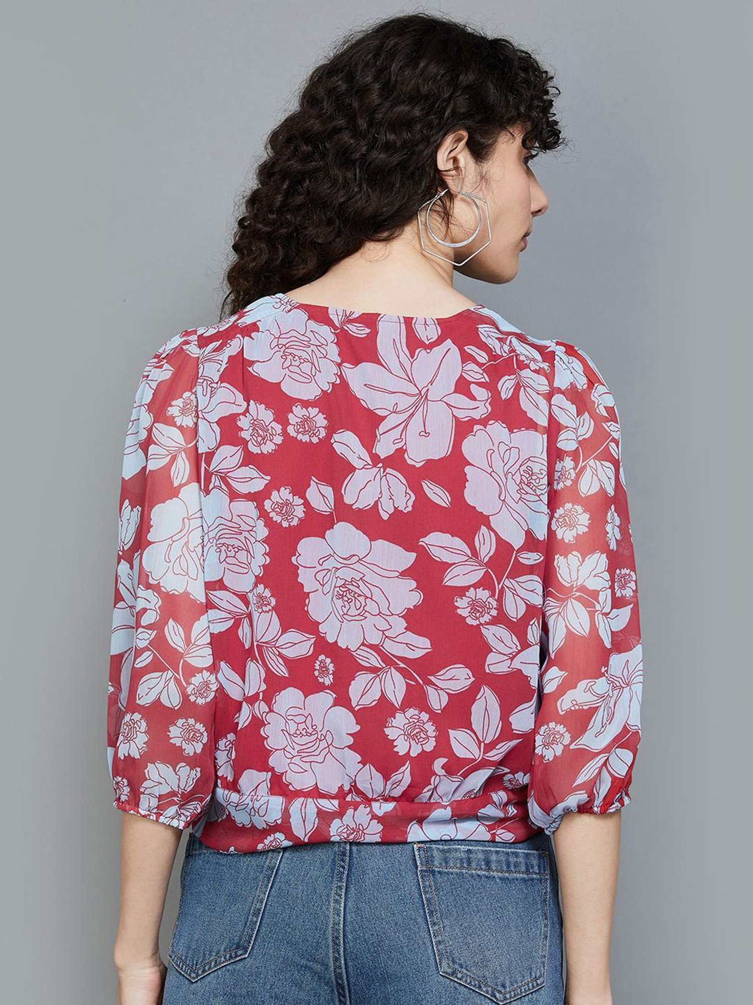 Fame Forever by Lifestyle Red Floral Print Top