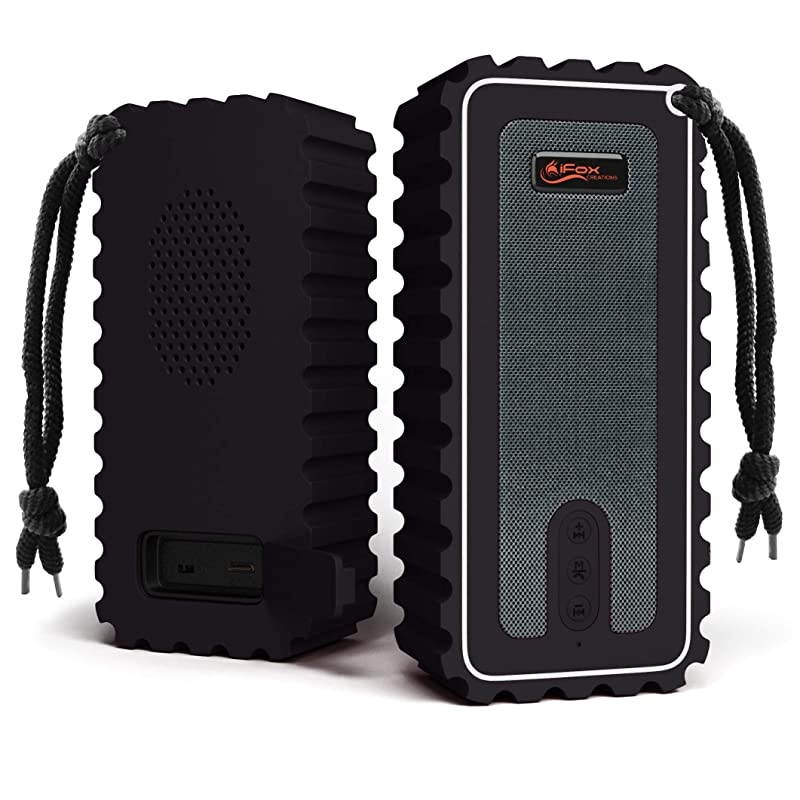 Bluetooth Speaker with FM Radio IP67 Rated Fully Submersible Dust Shock and Scratch Proof 6W Power with 8 Hours Playtime Outdoors Lifestyle Black