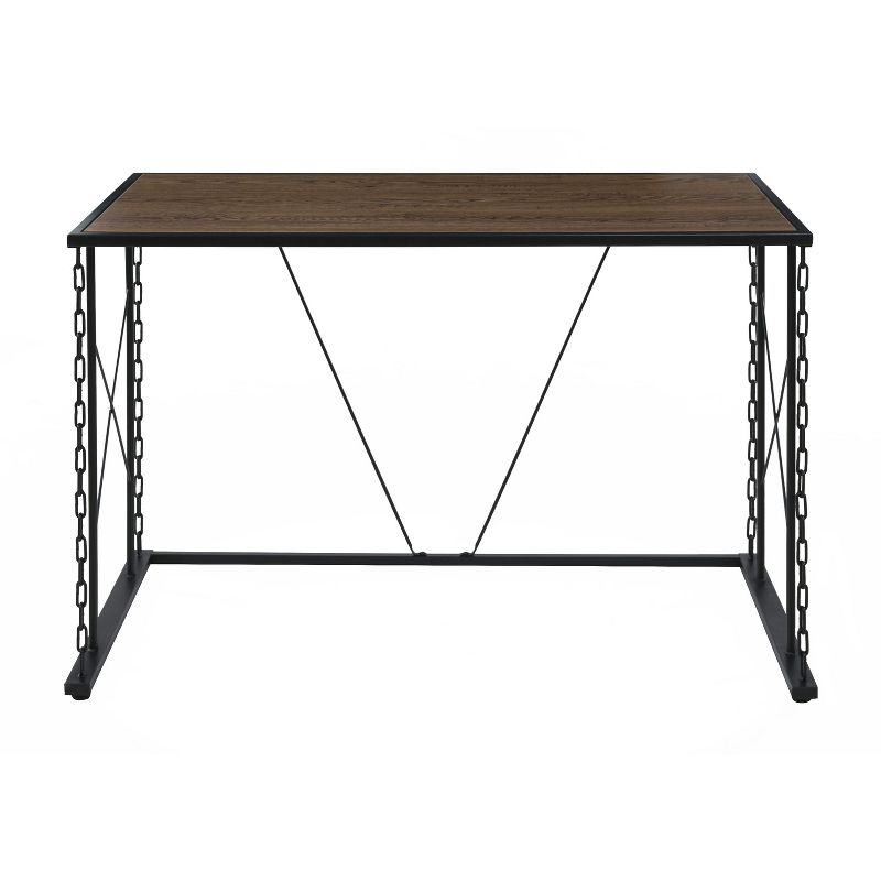 Folsom Ridge Writing Desk Black Steel Hickory Oak Wood Grain Finish Brown - OneSpace