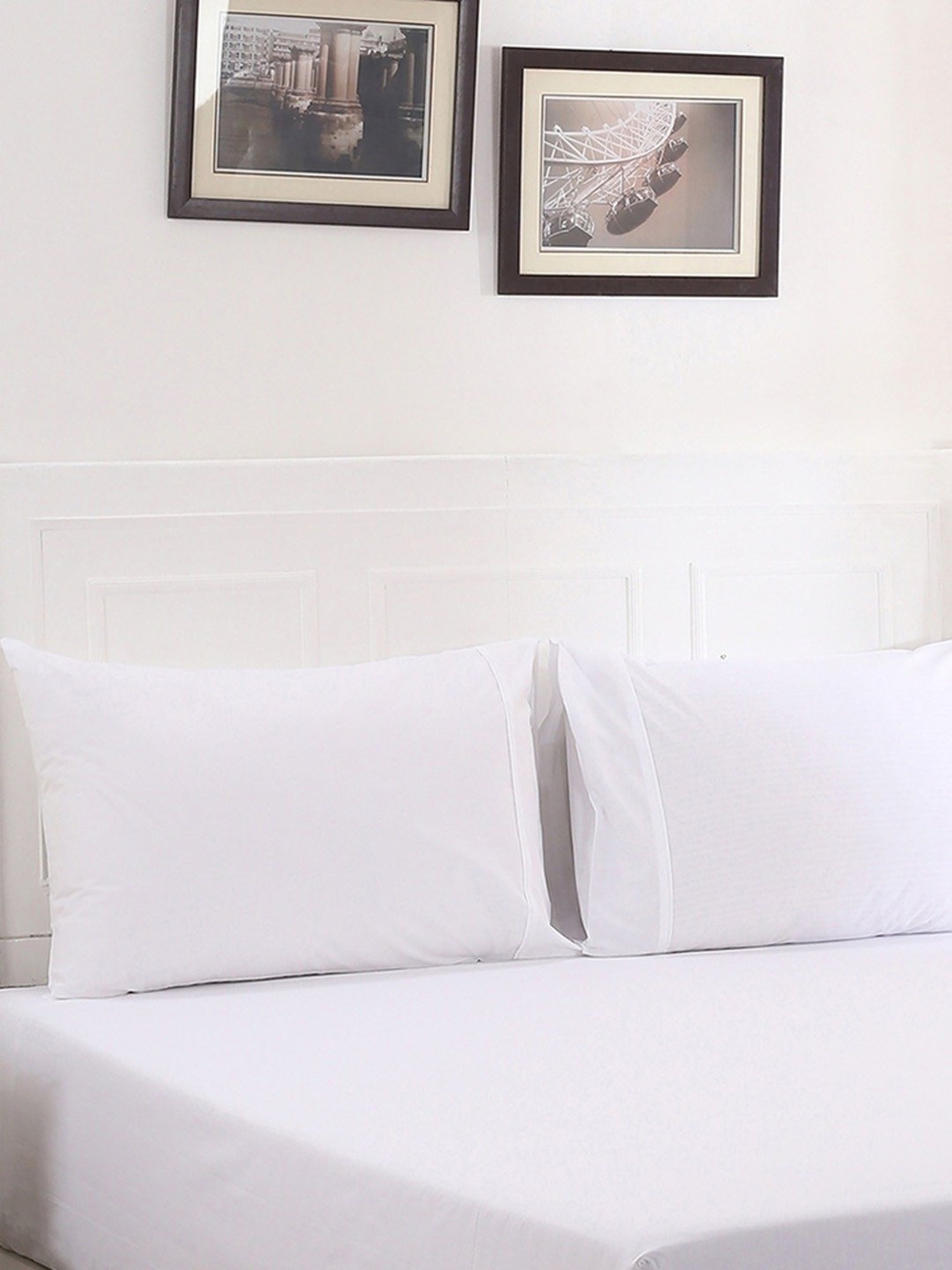 Maspar White Cotton 200 TC Bed Sheet Set