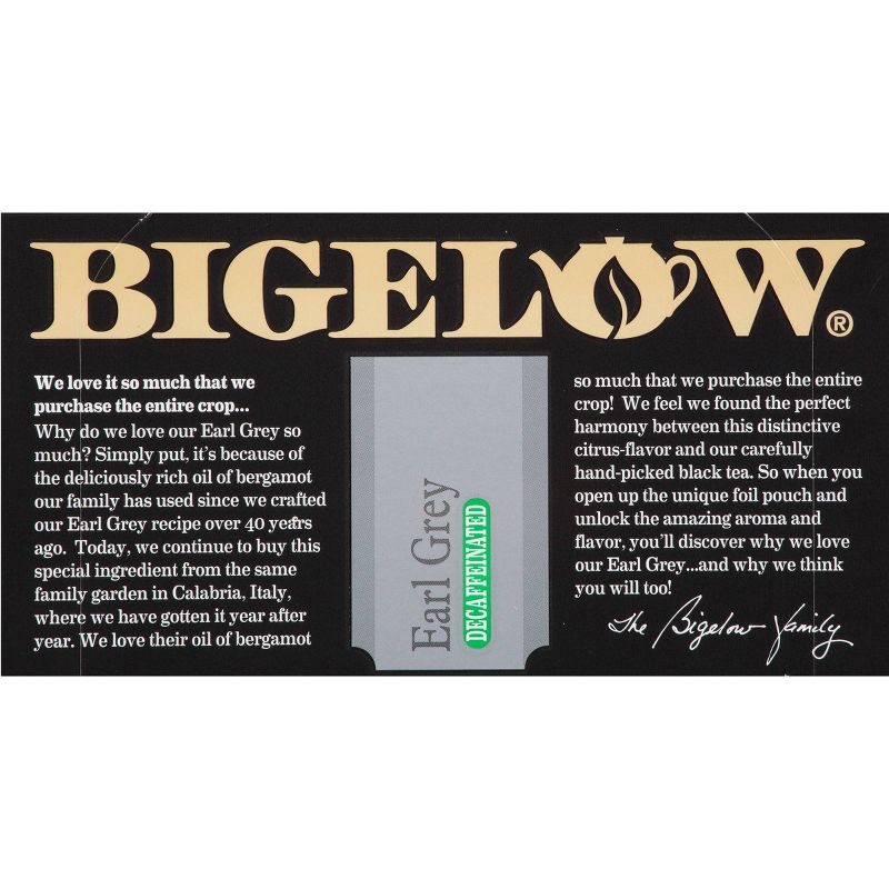 Bigelow Earl Gray Black Tea Bags Decaffeinated - 20ct